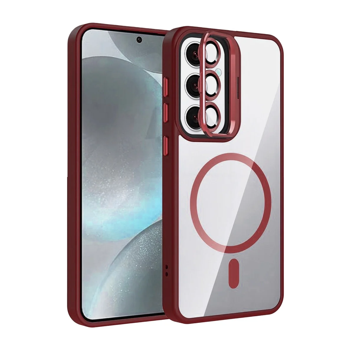 Joko Samsung Galaxy S24 Fe Remim Lensli Magsafe Standlı Kapak - Bordo Joko Samsung Galaxy S24 Fe Remim Lensli Magsafe Standlı Kapak - Bordo