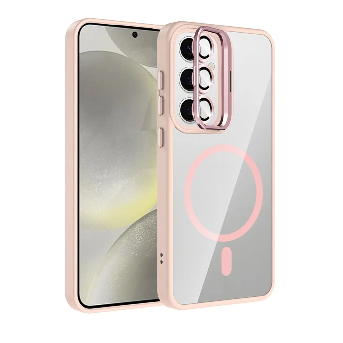 Joko Samsung Galaxy S24 Fe Remim Lensli Magsafe Standlı Kapak - Pembe Joko Samsung Galaxy S24 Fe Remim Lensli Magsafe Standlı Kapak - Pembe