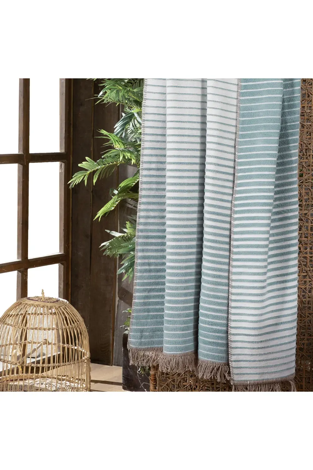 Sarev Jolie Mint Çift Kişilik Pamuklu Battaniye 200*220 Cm