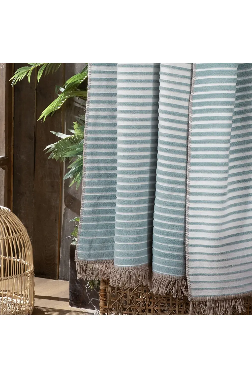 Sarev Jolie Mint Çift Kişilik Pamuklu Battaniye 200*220 Cm