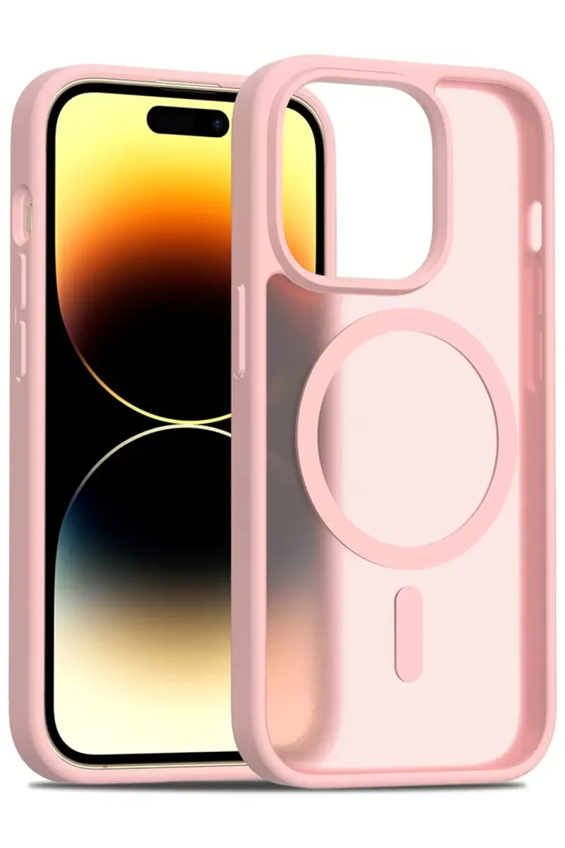 Jota MagSafe Kılıf iPhone 14 Pro ile Uyumlu - Pudra Renk Premium Çift Katmanlı Koruma