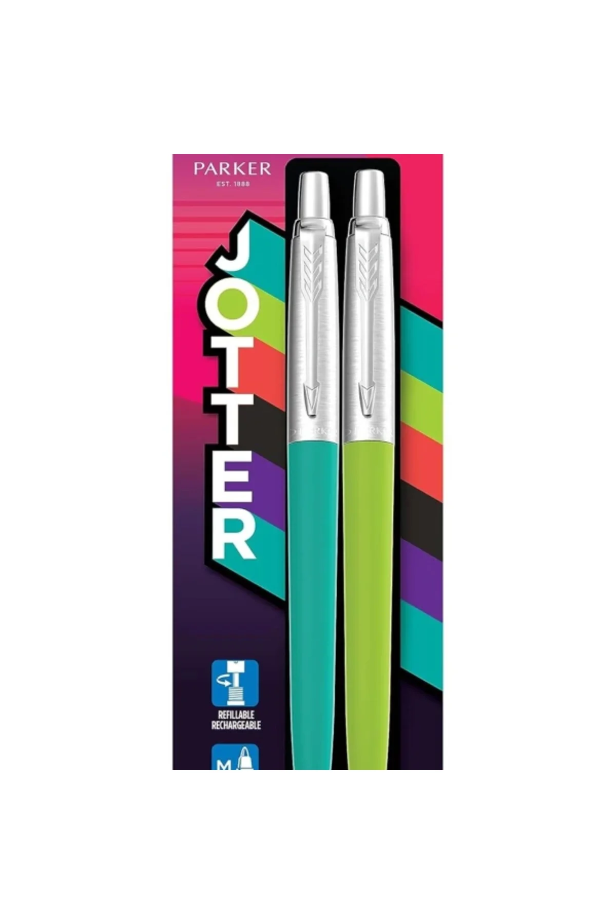Jotter Originals Tükenmez Kalemler | Retrow Koleksiyonu | Karayip Mavisi ve Elma Yeşili | Mavi Mü