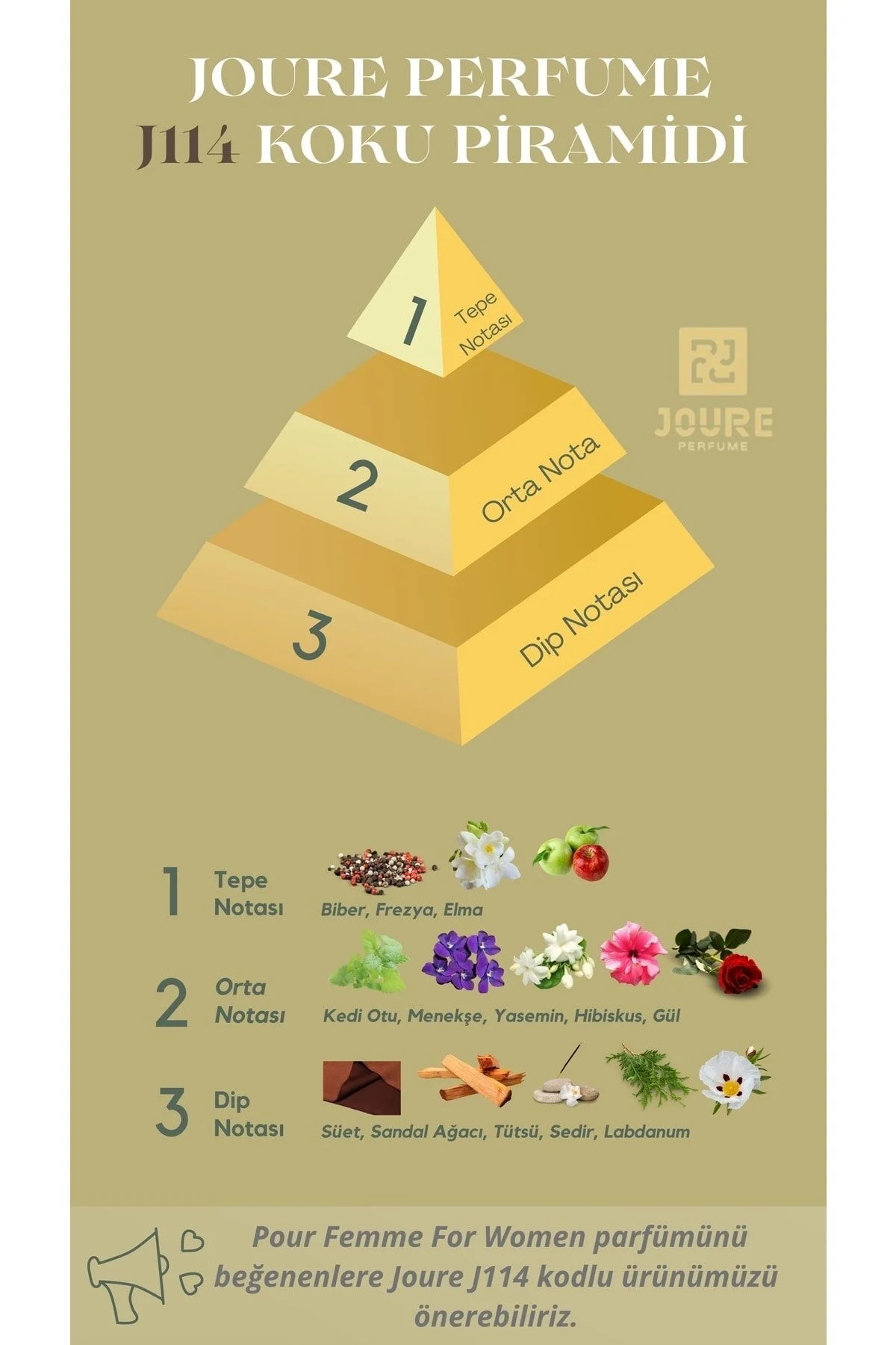 Joure J114 - Taze Baharatlar Floral Pudralı Kokulu 50ml Kalıcı Edp Kadın Parfüm - Görsel 5