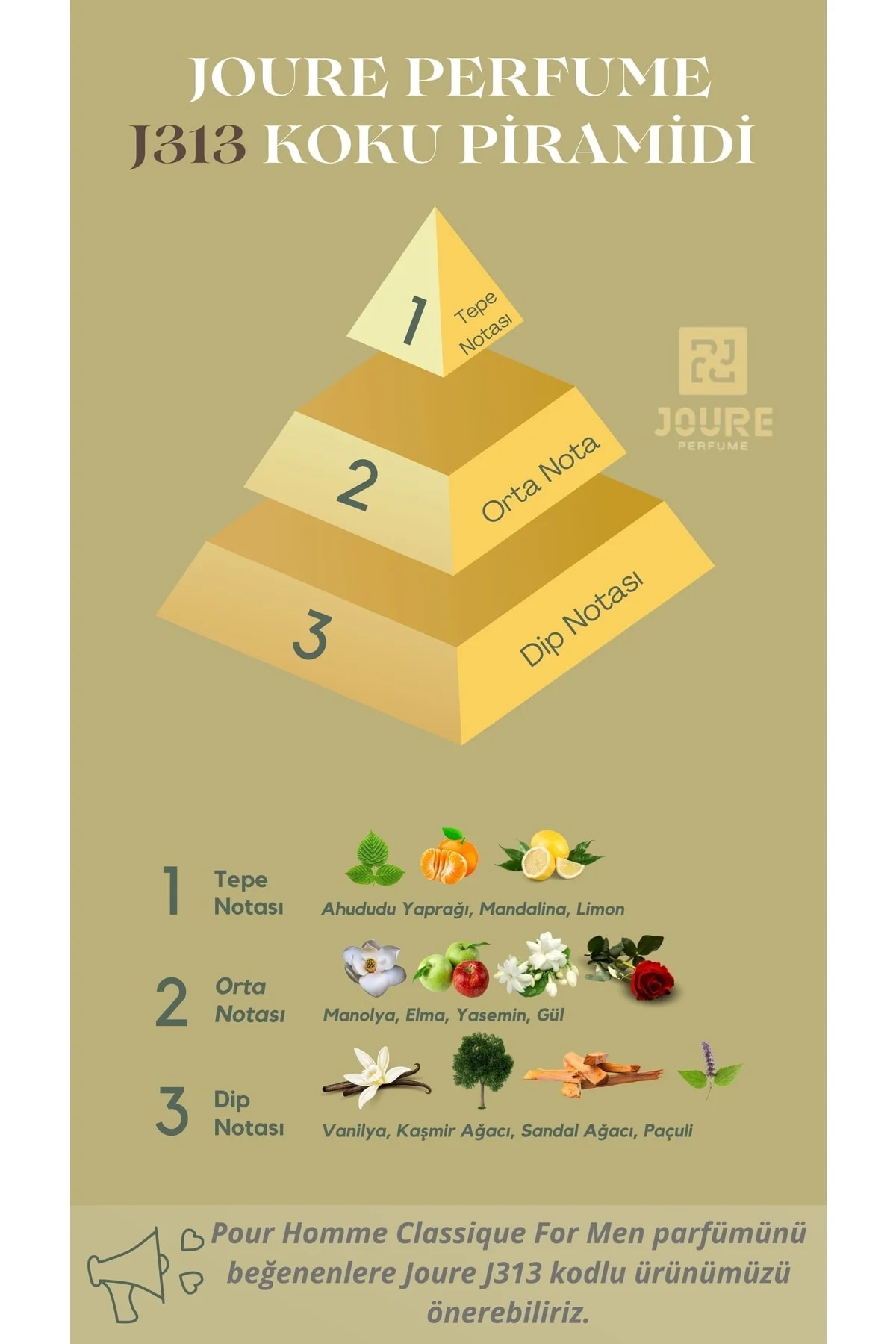 Joure J313 - Odunsu Aromatik Ferah Kokulu 50ml Kalıcı Edp Erkek Parfüm - Görsel 5