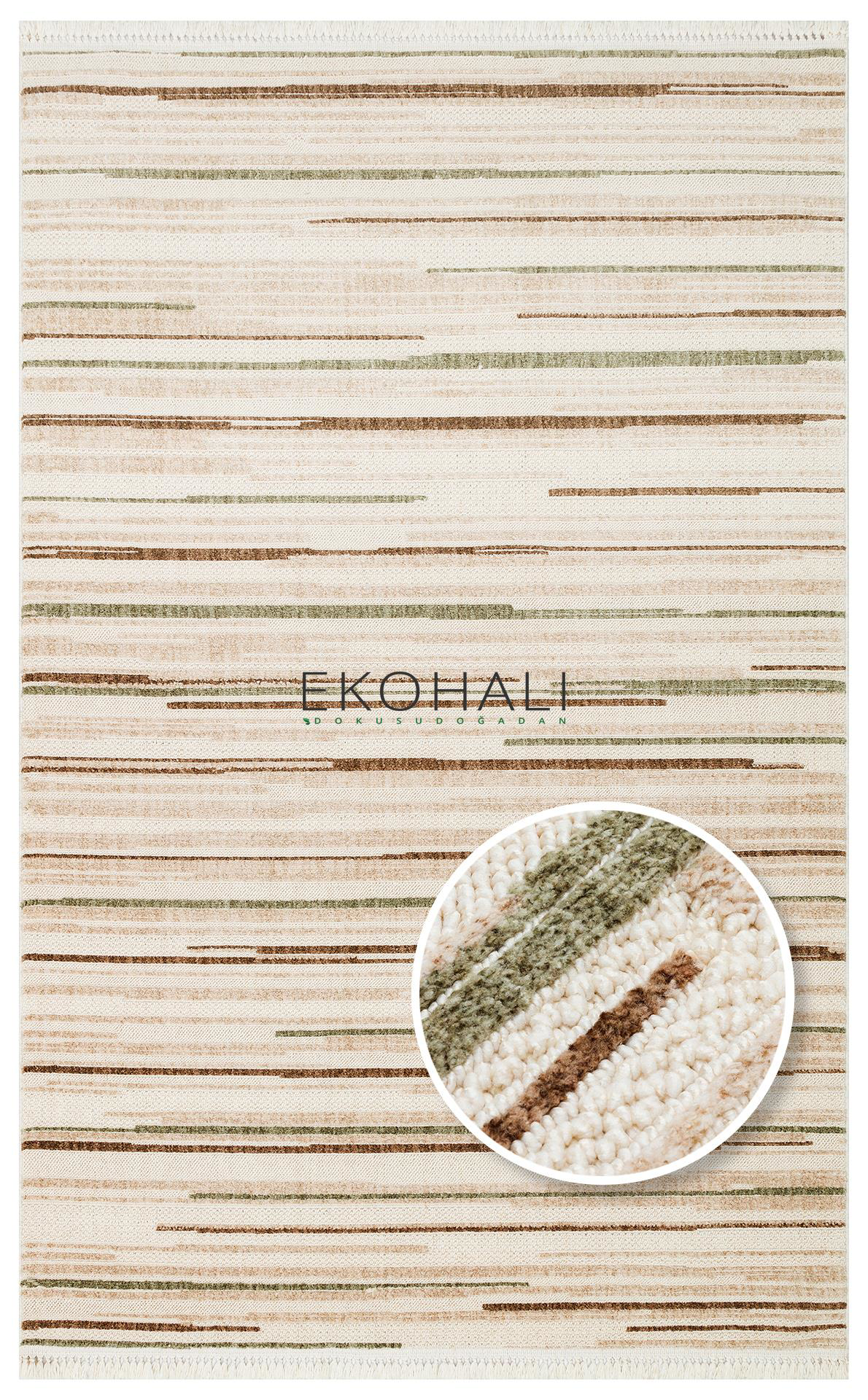 Joy Koleksiyonu Yumuşak Dokulu Tozsuz Halı JOY 01 Green Brown
