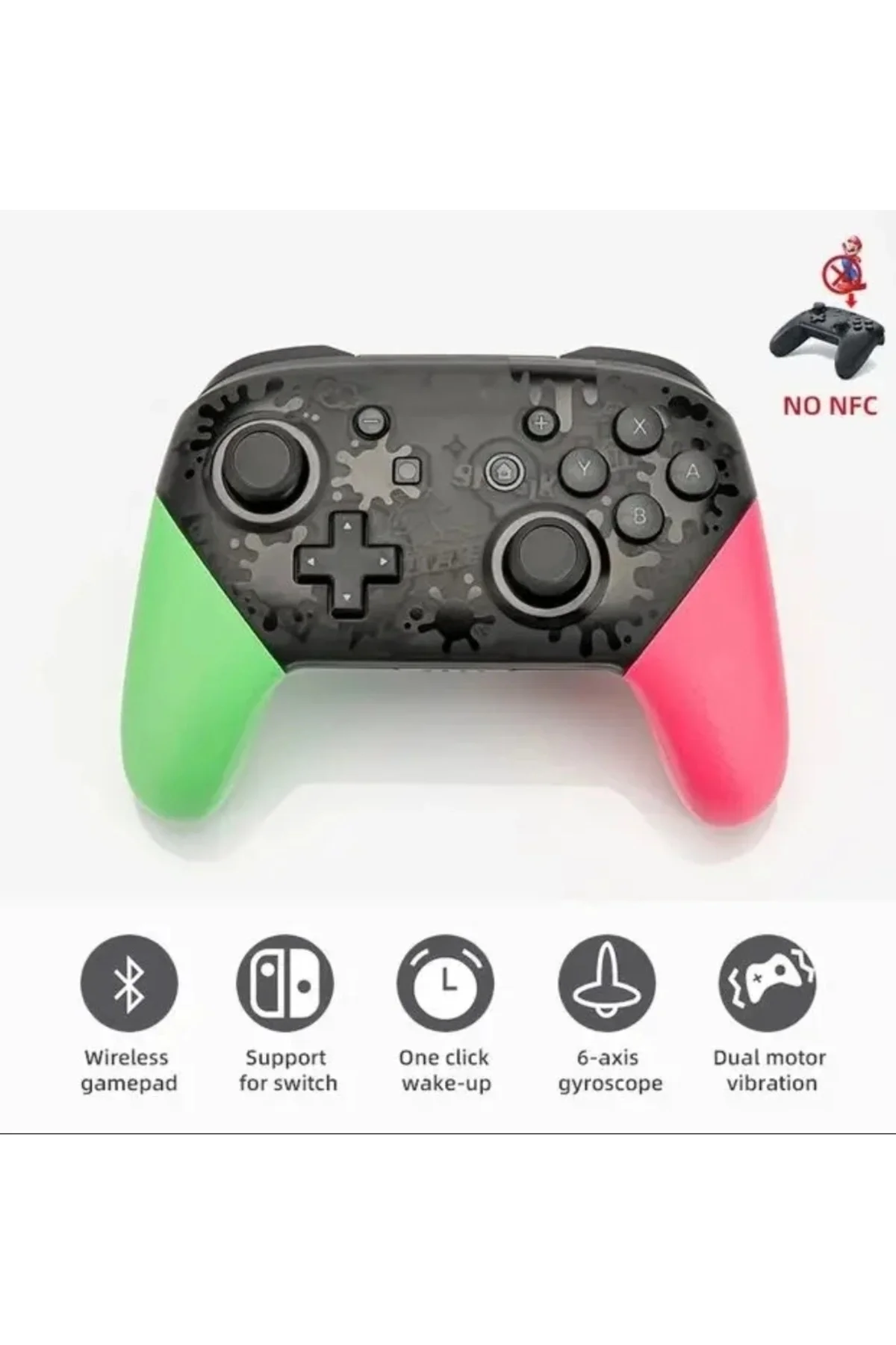 Joystick Bluetooth bağlantılı yeşil renk Nintendo Switch uyumlu kablosuz oyun kolu