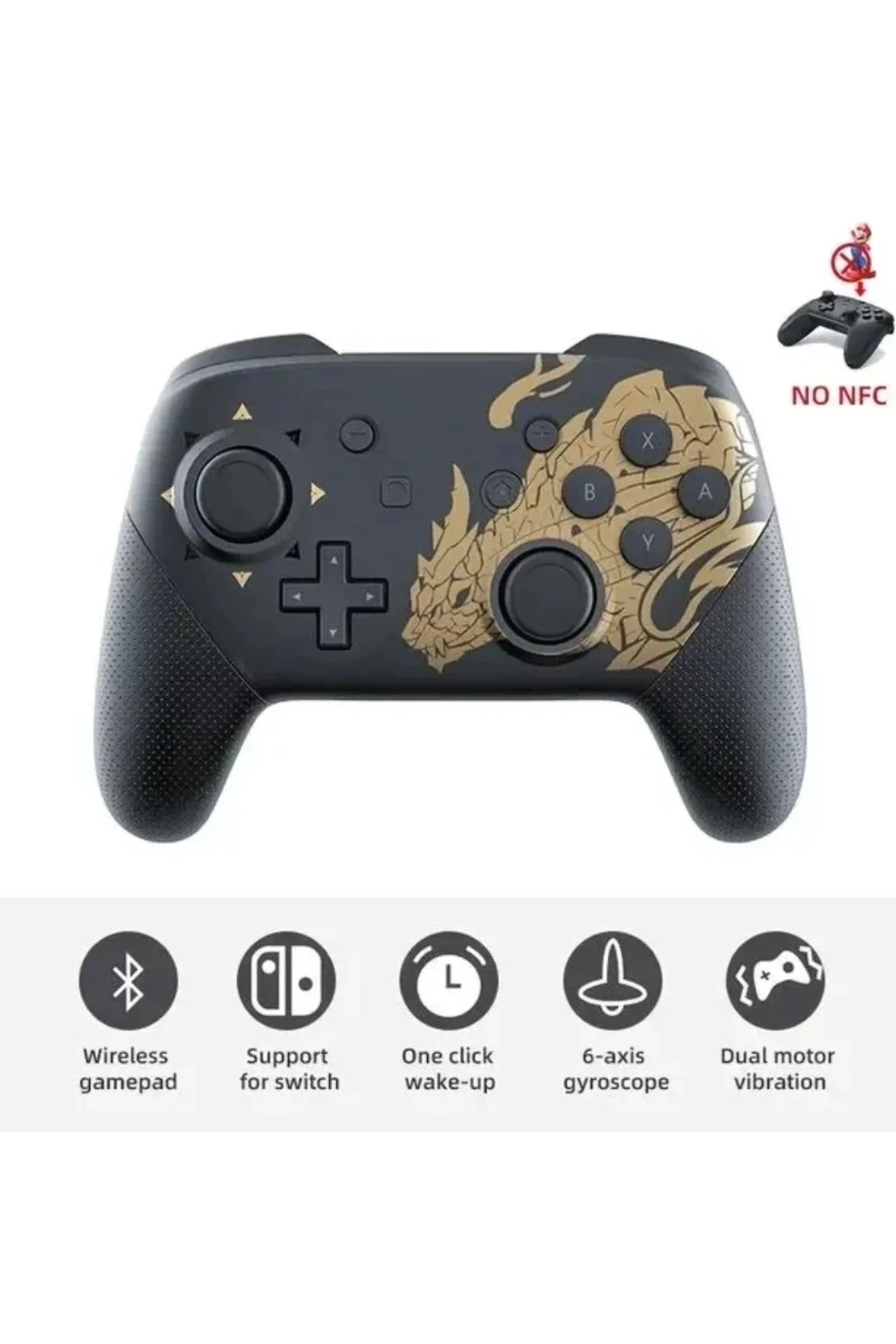 Joystick Bluetooth bağlantılı altın renk Nintendo Switch uyumlu kablosuz gamepad oyun kolu