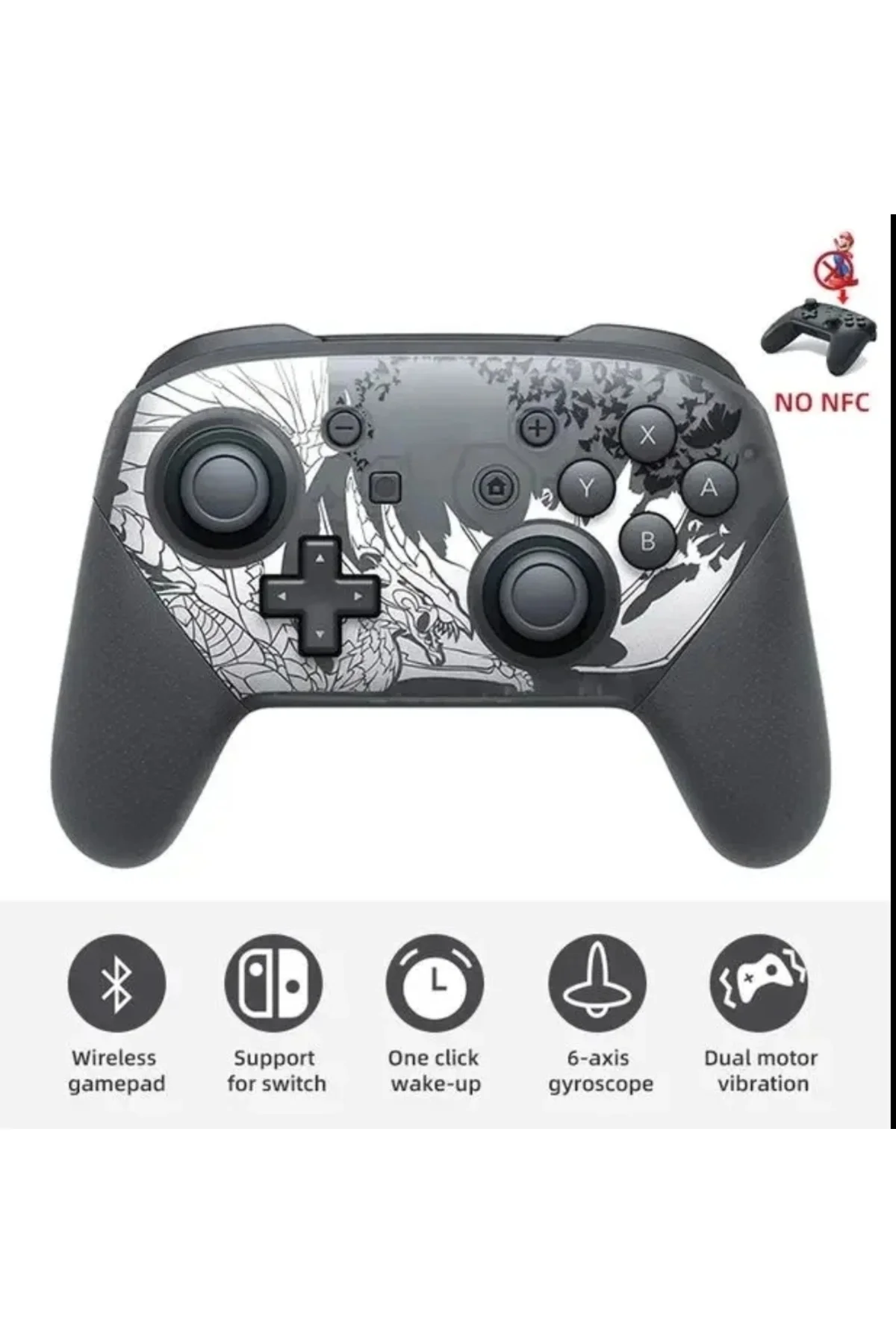 Joystick siyah Bluetooth bağlantılı Nintendo Switch uyumlu kablosuz gamepad oyun kolu