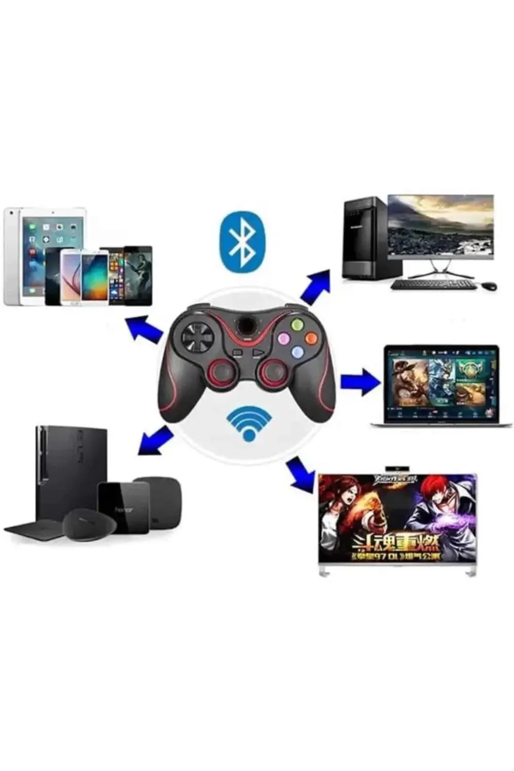 Joystik Gamepad Bluetooth Telefon Tutucu Oyun Kolu Telefon Androi