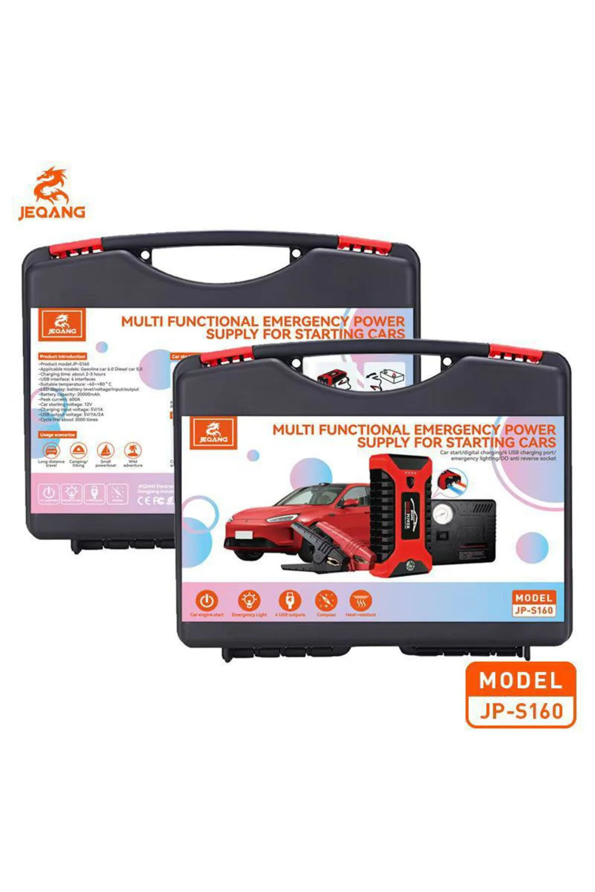 JP-S160 Araç Akü Takviye Cihazı 20000mAh 600A Kompresörlü Powerba