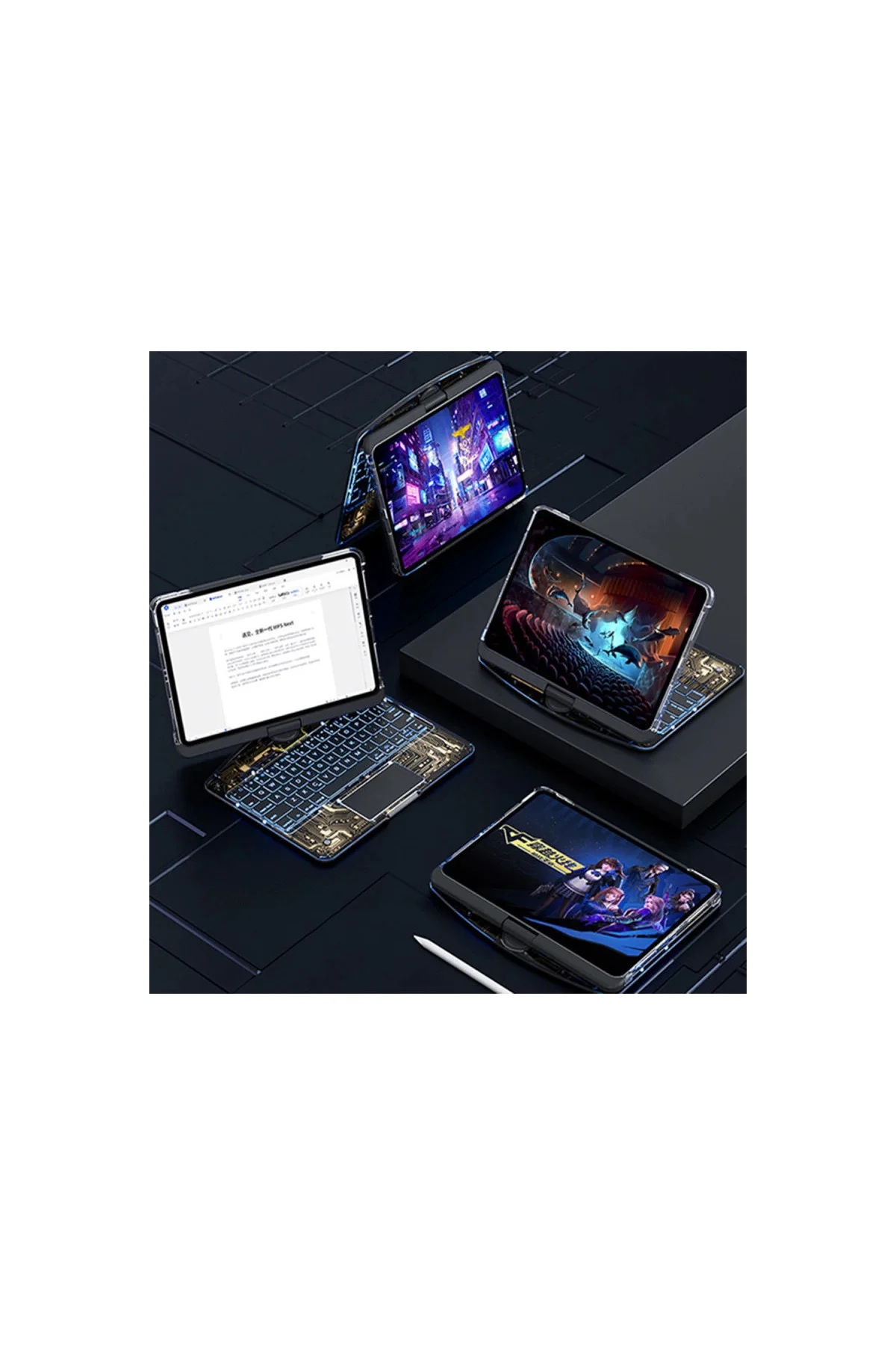 Jp11 İpad Pro 11 (2022) Kılıf Vales Dönen Ledli Klavyeli Tablet K