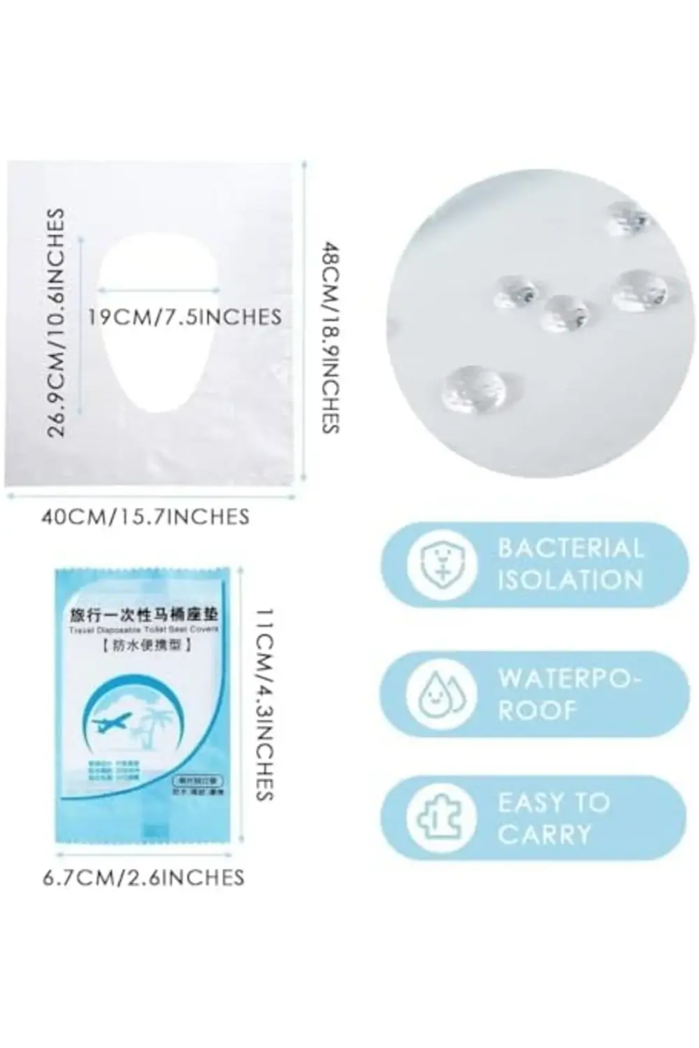 jptrShop 50'li Tek Kullanımlık Su Geçirmez Klozet Kapağı – Seyaha