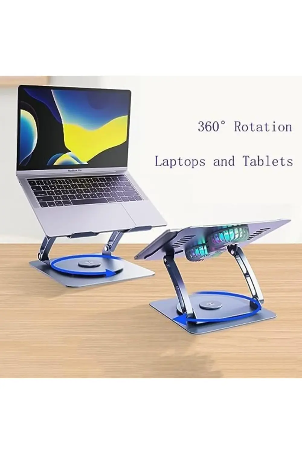 jptrShop Laptop Standı 360 Derece Dönebilir Rgb Çift Fanlı Premiu