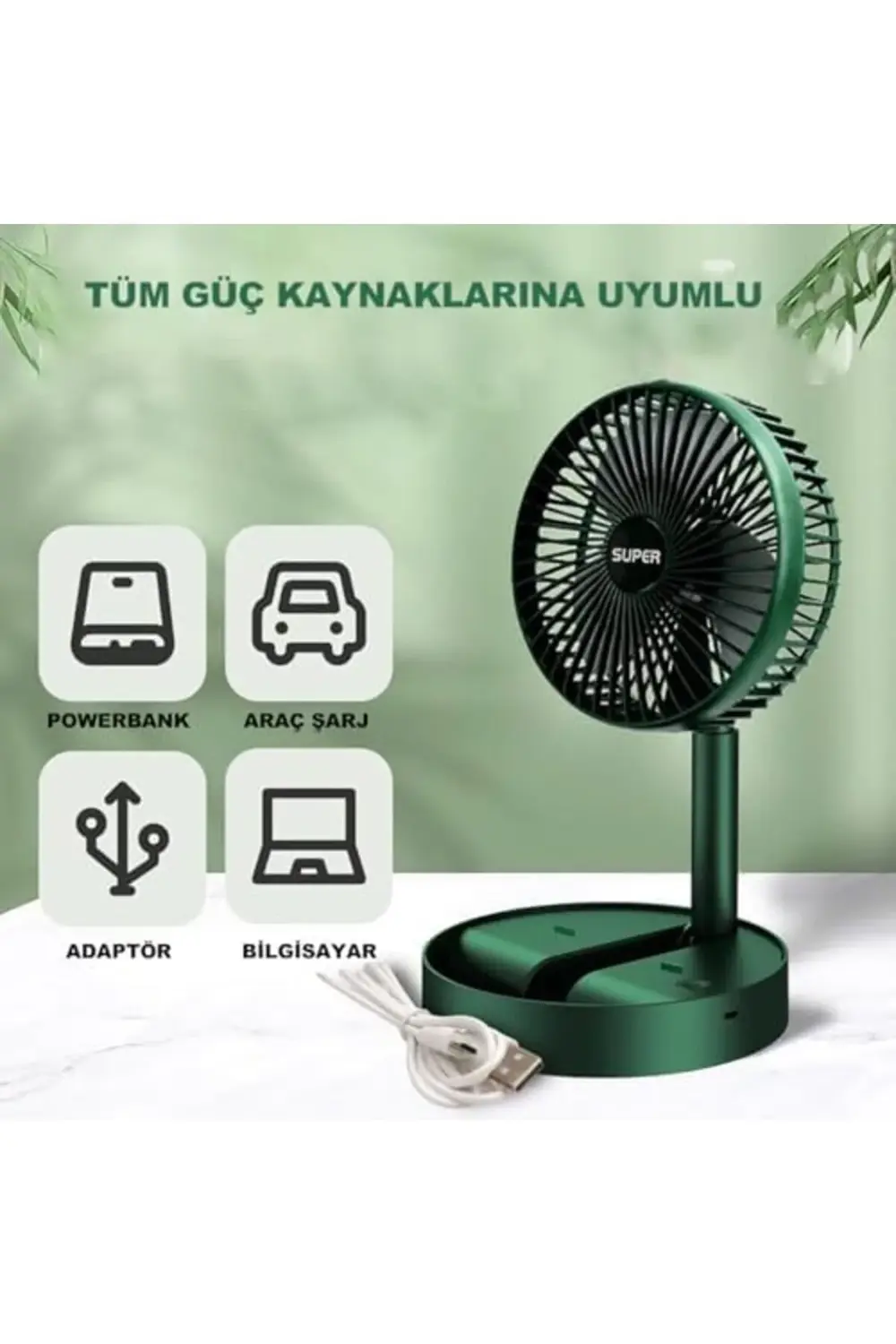 jptrShop Masaüstü Vantilatör Şarjlı Vantilatör Yükselebilen Fan S