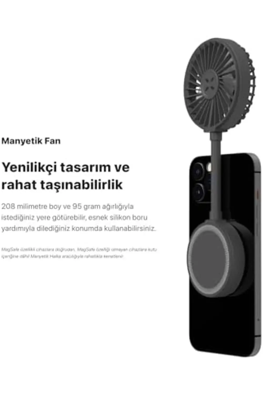jptrShop Smart Manyetik Fan Taşınabilir Vantilatör USB Type-C Şar
