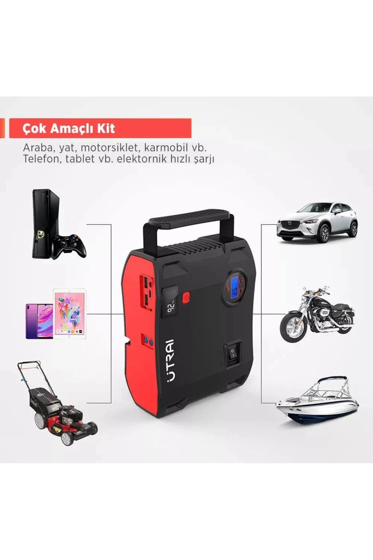 Jstar 5 24000mAh 2000A Jump Starter + Lastik Şişirme Pompası Taşı