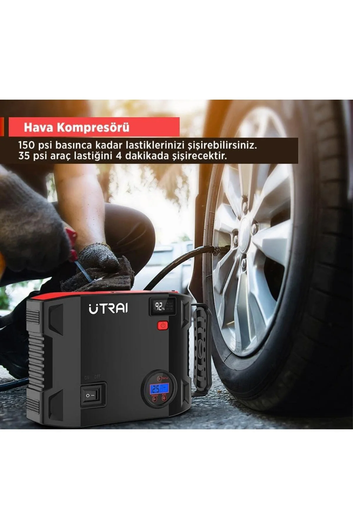 Jstar 5 24000mAh 2000A Jump Starter + Lastik Şişirme Pompası Taşı