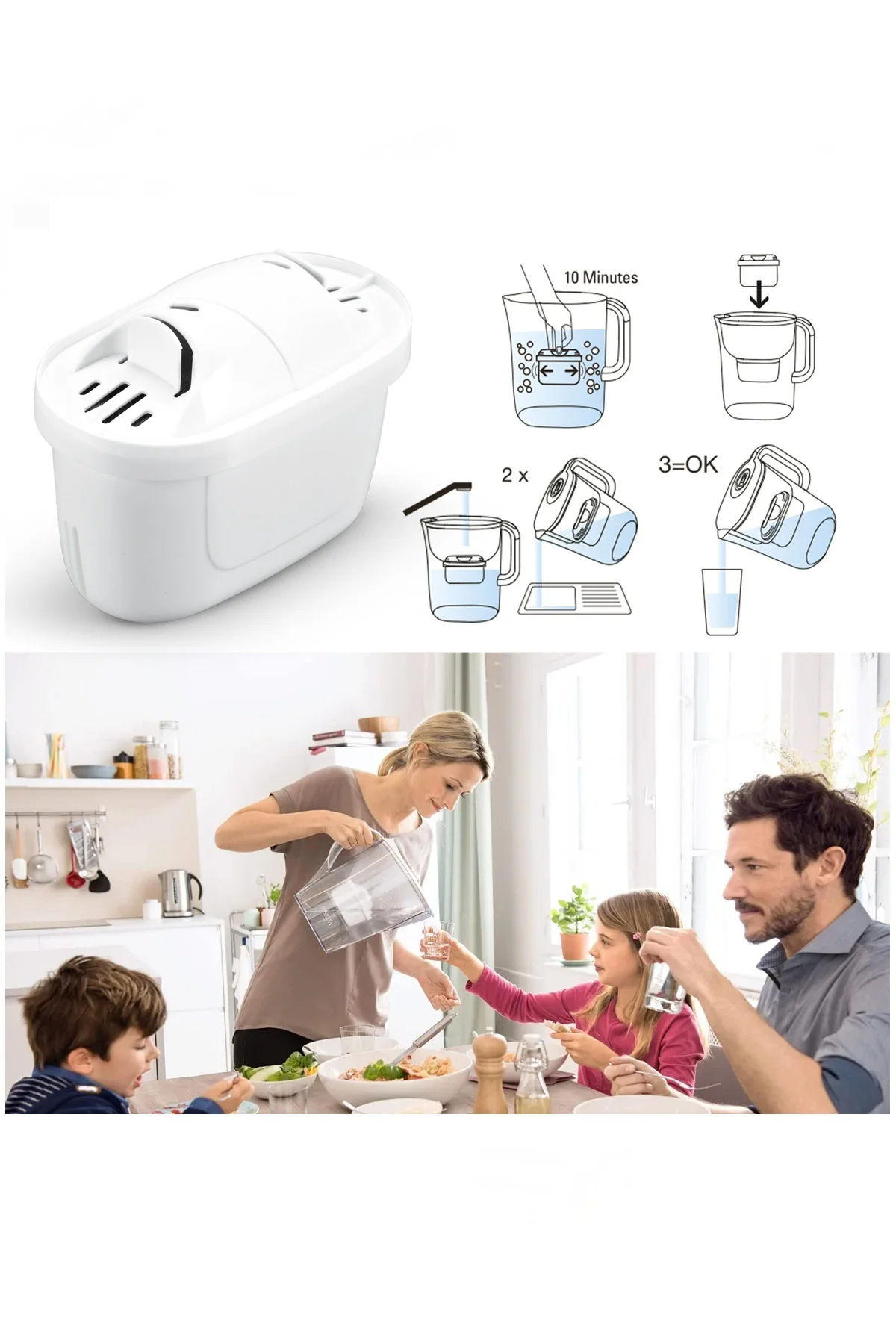 Jugg 3.5 Litre Su Arıtma Sürahisi + 5 Adet Filtre