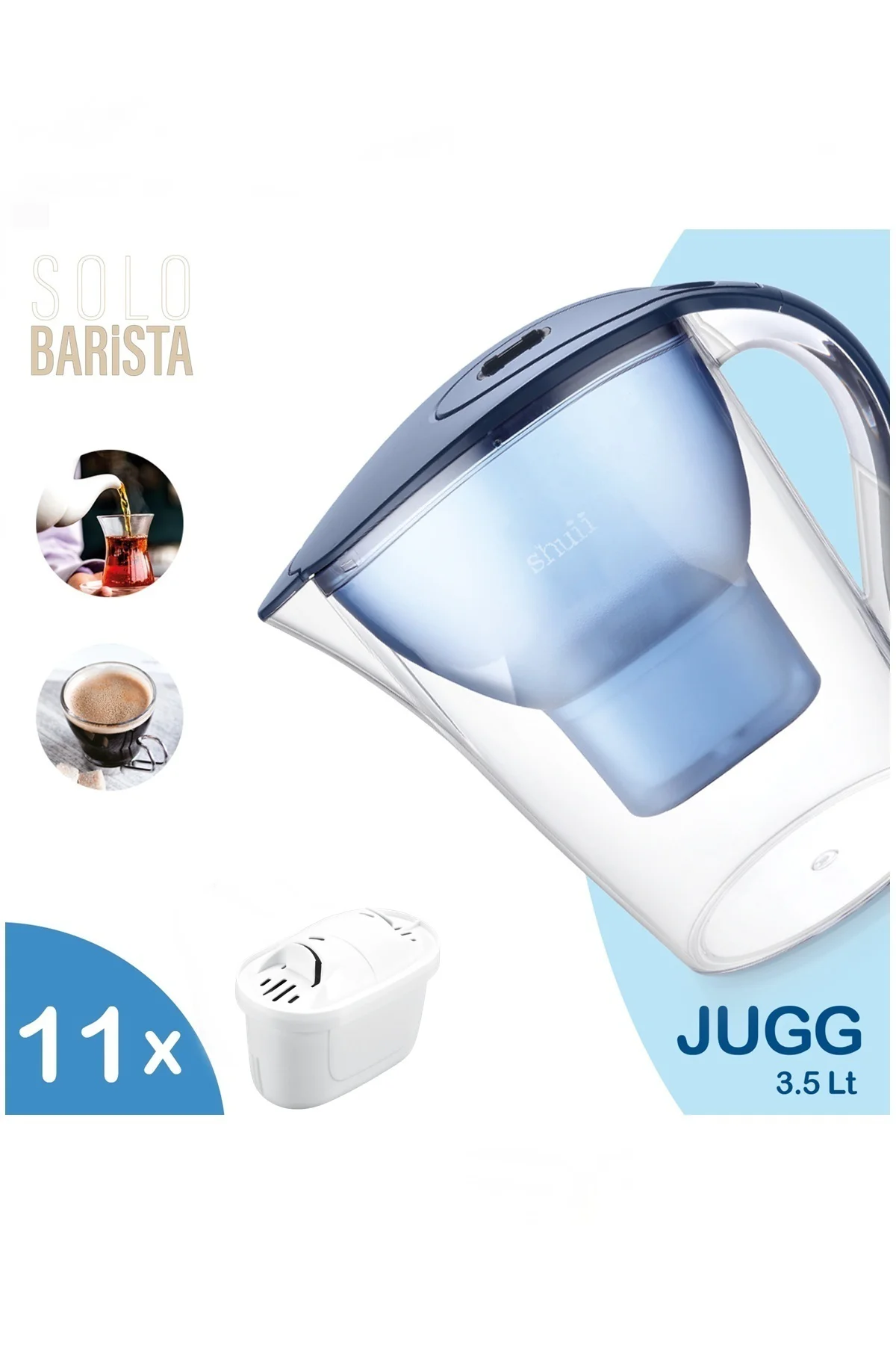 Jugg 3.5 Litre Su Arıtma Sürahisi + 11 Adet Filtre
