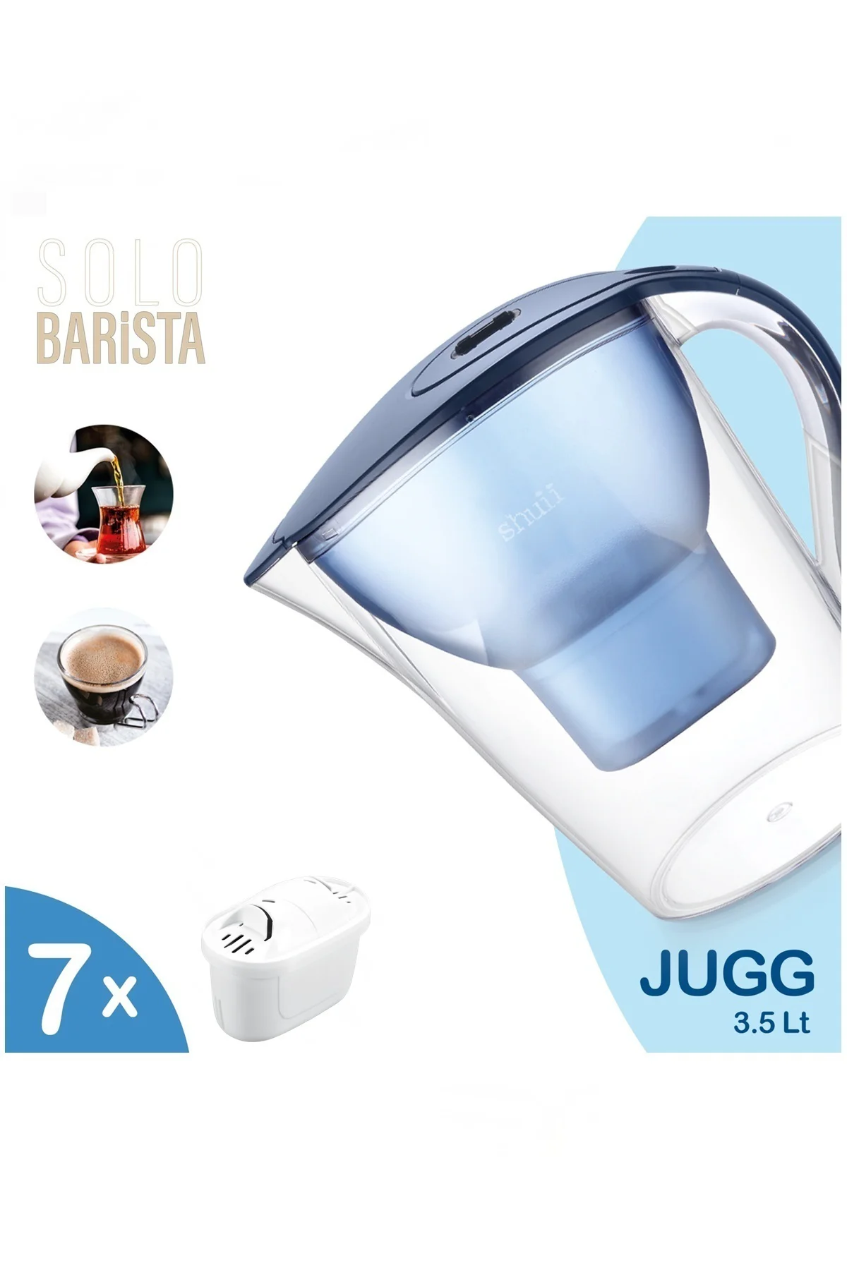 Jugg 3.5 Litre Su Arıtma Sürahisi + 7 Adet Filtre