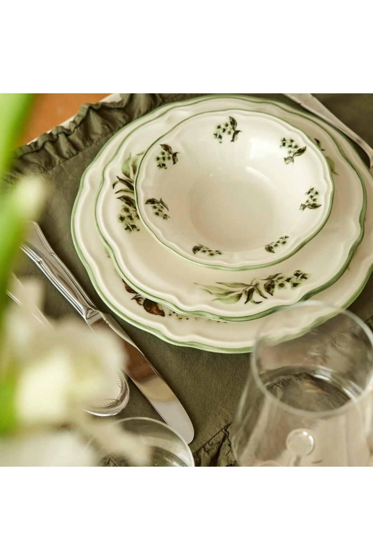 Julia Stoneware 24 Parça 6 Kişilik Yemek Takımı Yeşil