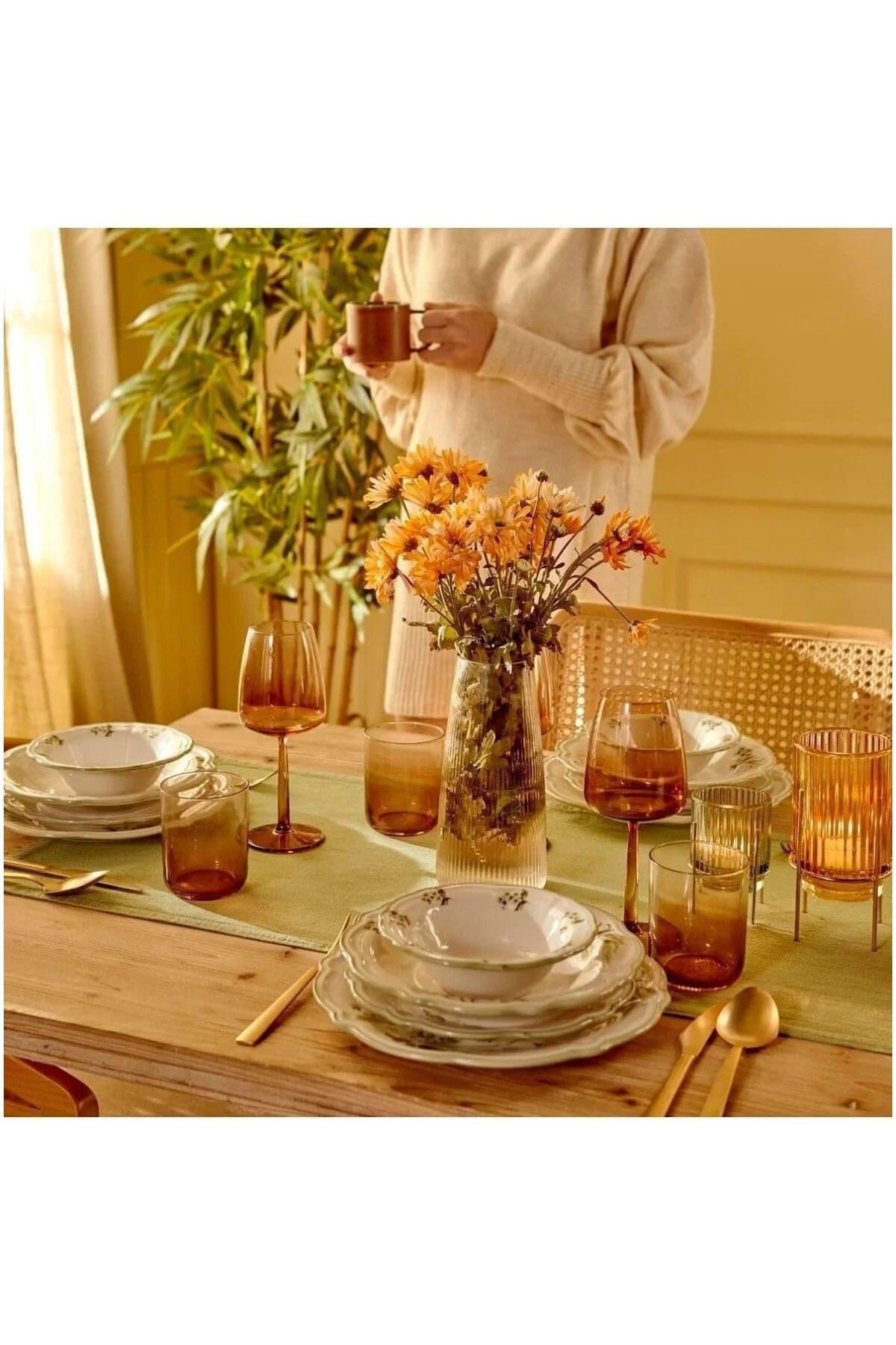 Julia Stoneware 24 Parça 6 Kişilik Yemek Takımı Yeşil