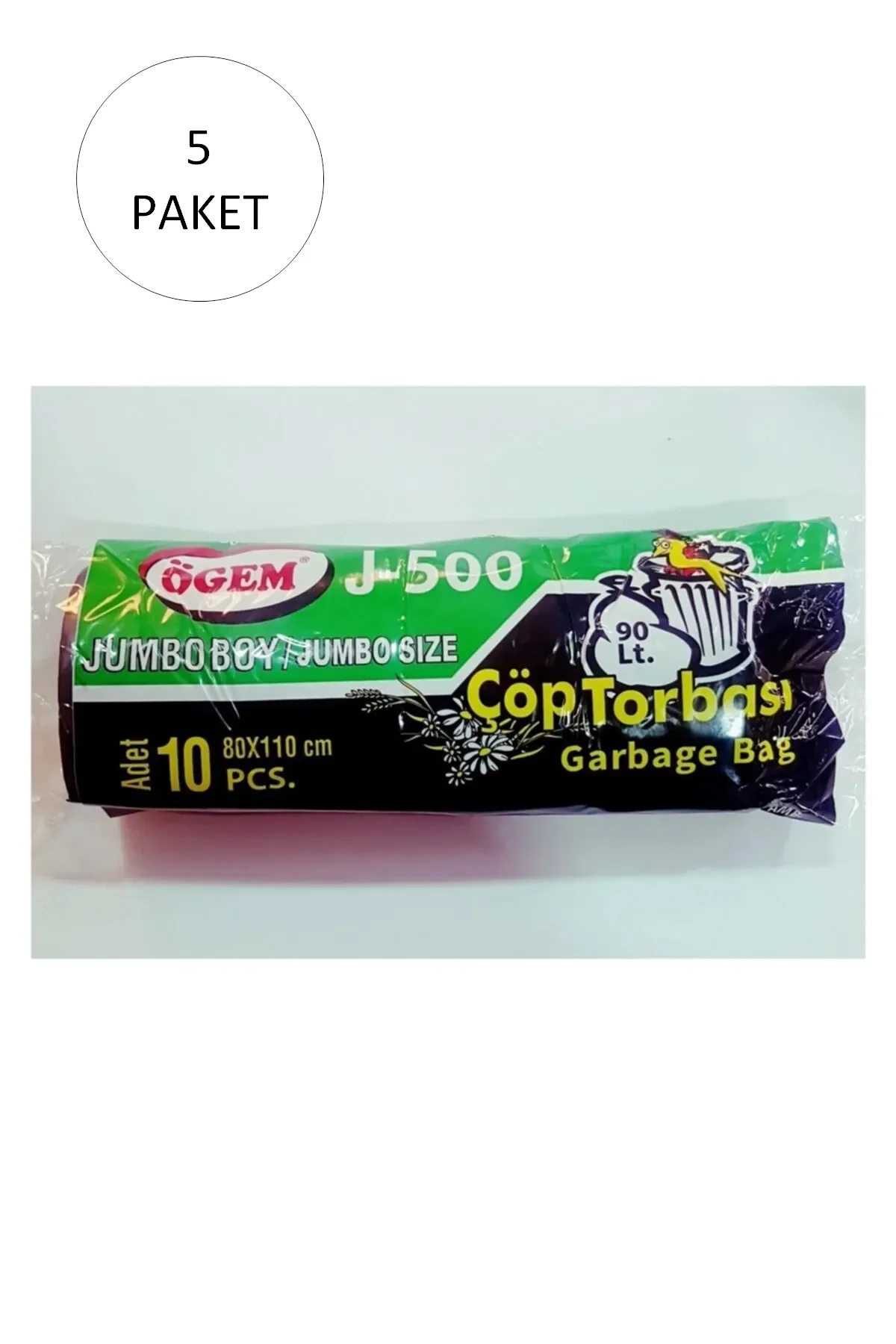 Jumbo Boy Çöp Torbası 80 x 110 cm 10 Lu Rulo x 5 Paket = 50 Adet 