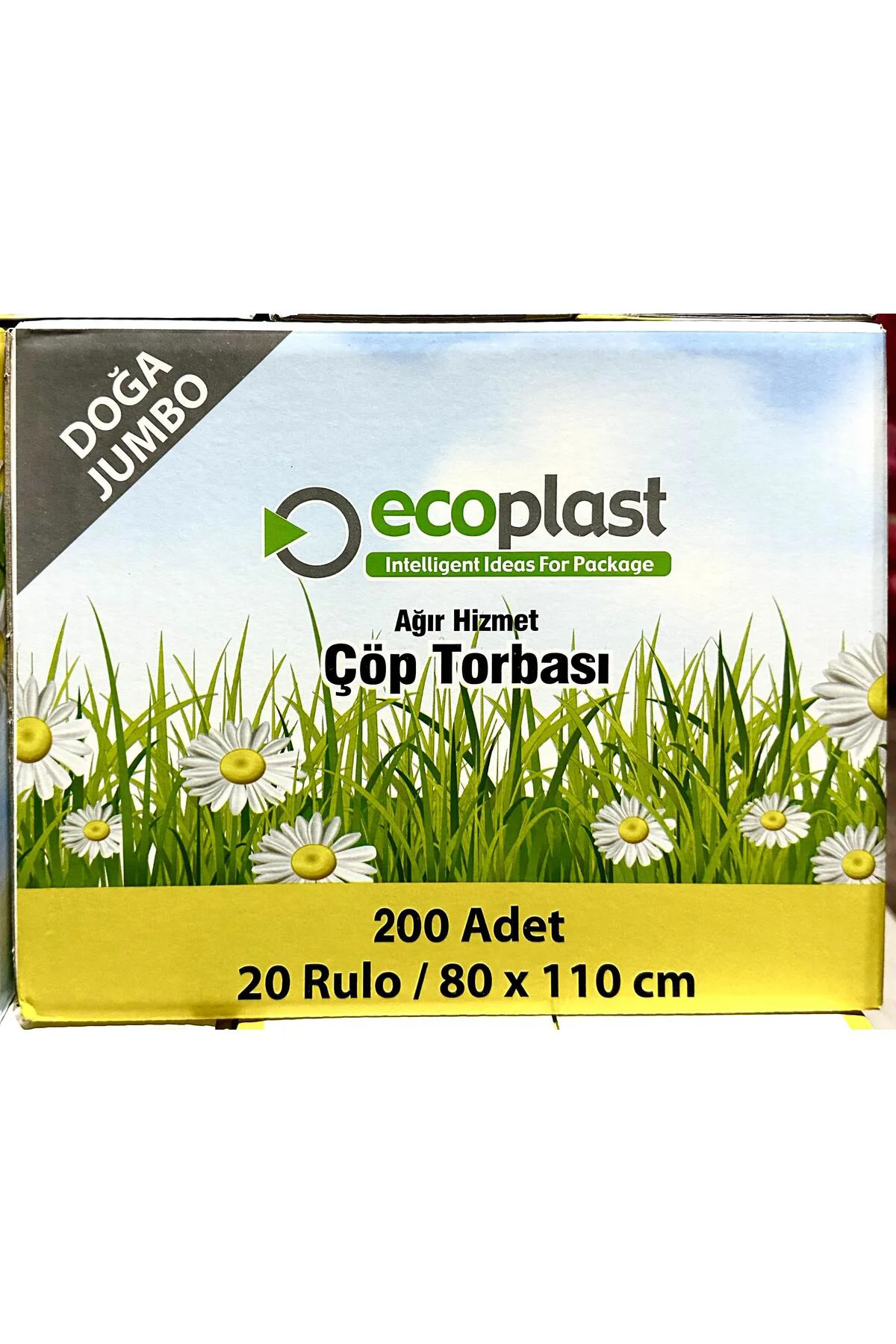 Jumbo Boy Siyah Çöp Torbası Poşeti - 300 Gr. - 90 Litre - 80 x 11
