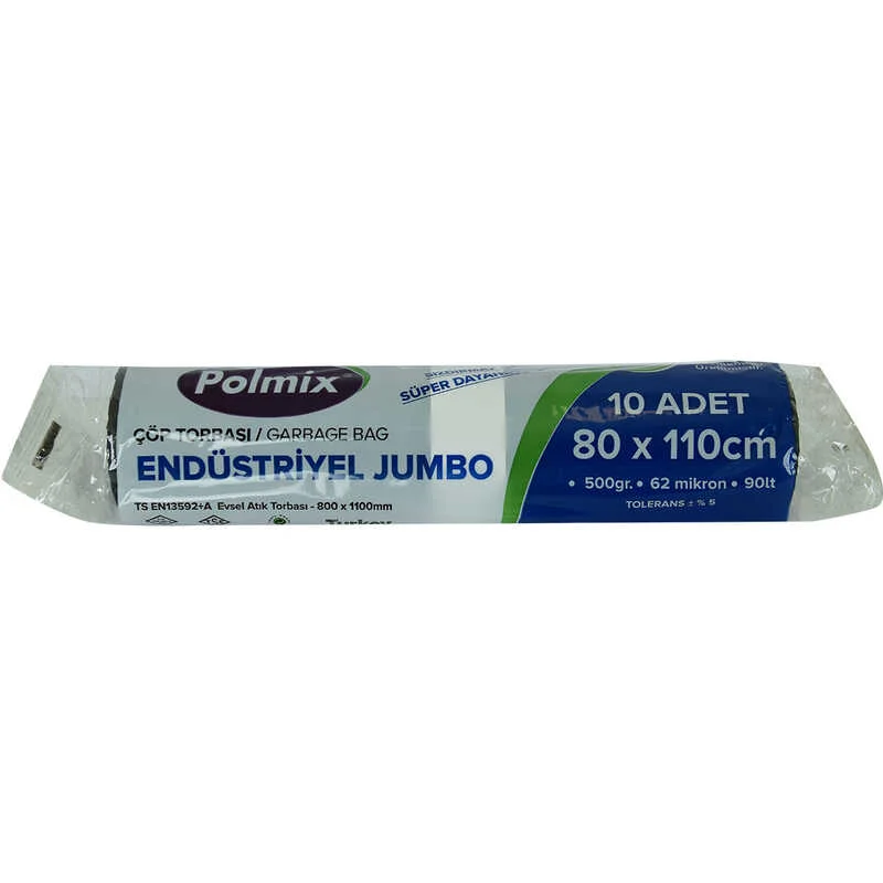 Jumbo Çöp Torbası 80x110cm 90Lt - 62 Mikron Kalın Siyah Çöp Torbası Rulo 10 Adet Fiyatı, Yorumları ve Özellikleri