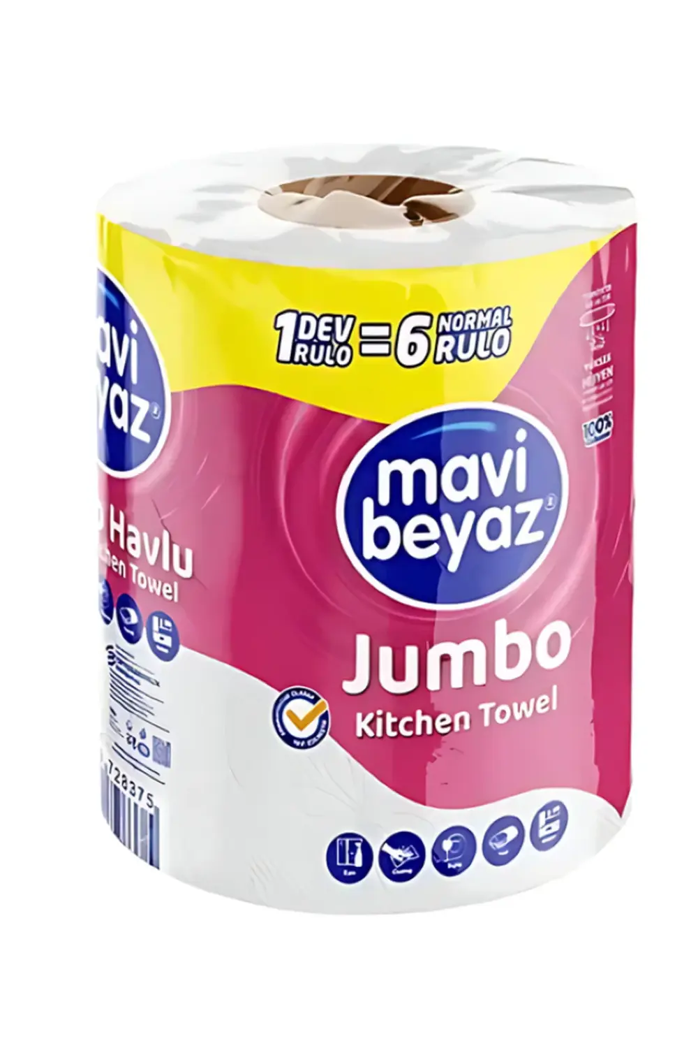 Mavi Beyaz Jumbo Havlu 1=6 Rulo