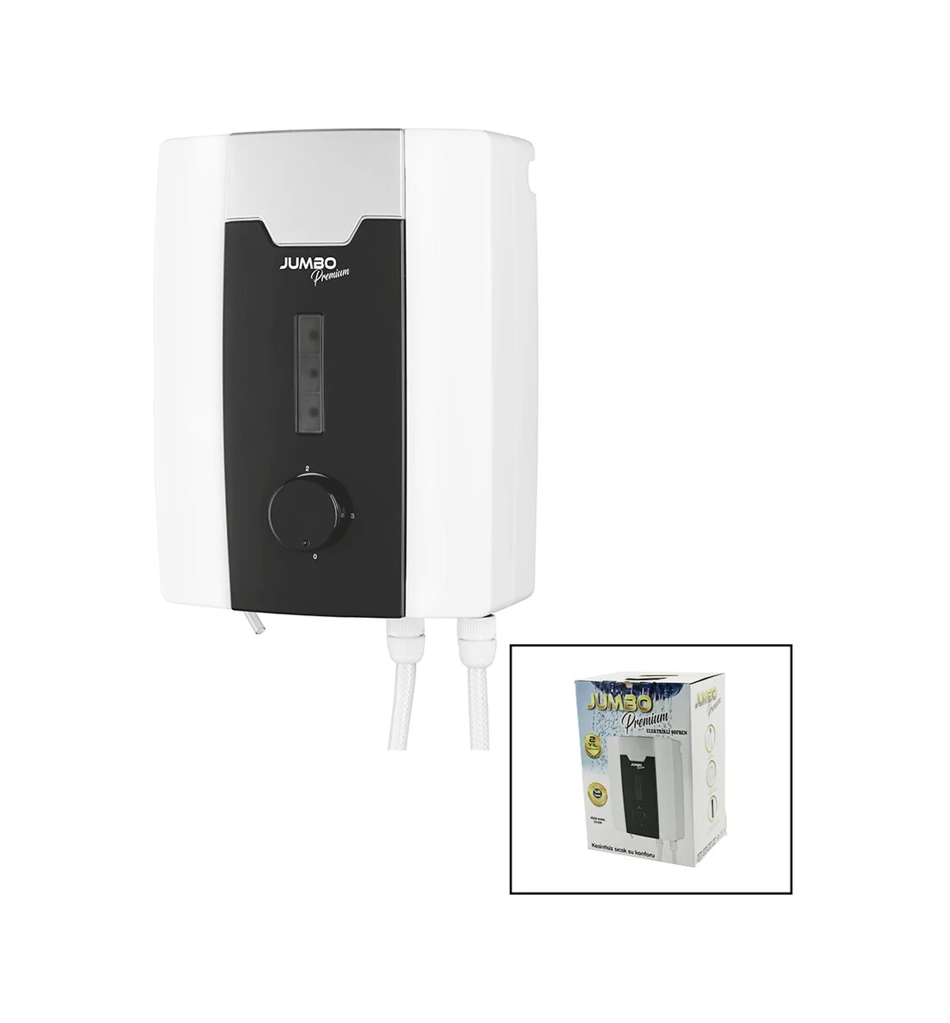 Jumbo Premium Beyaz Su Isıtıcı Elektrikli Şofben Duş Başlık 7 Emn