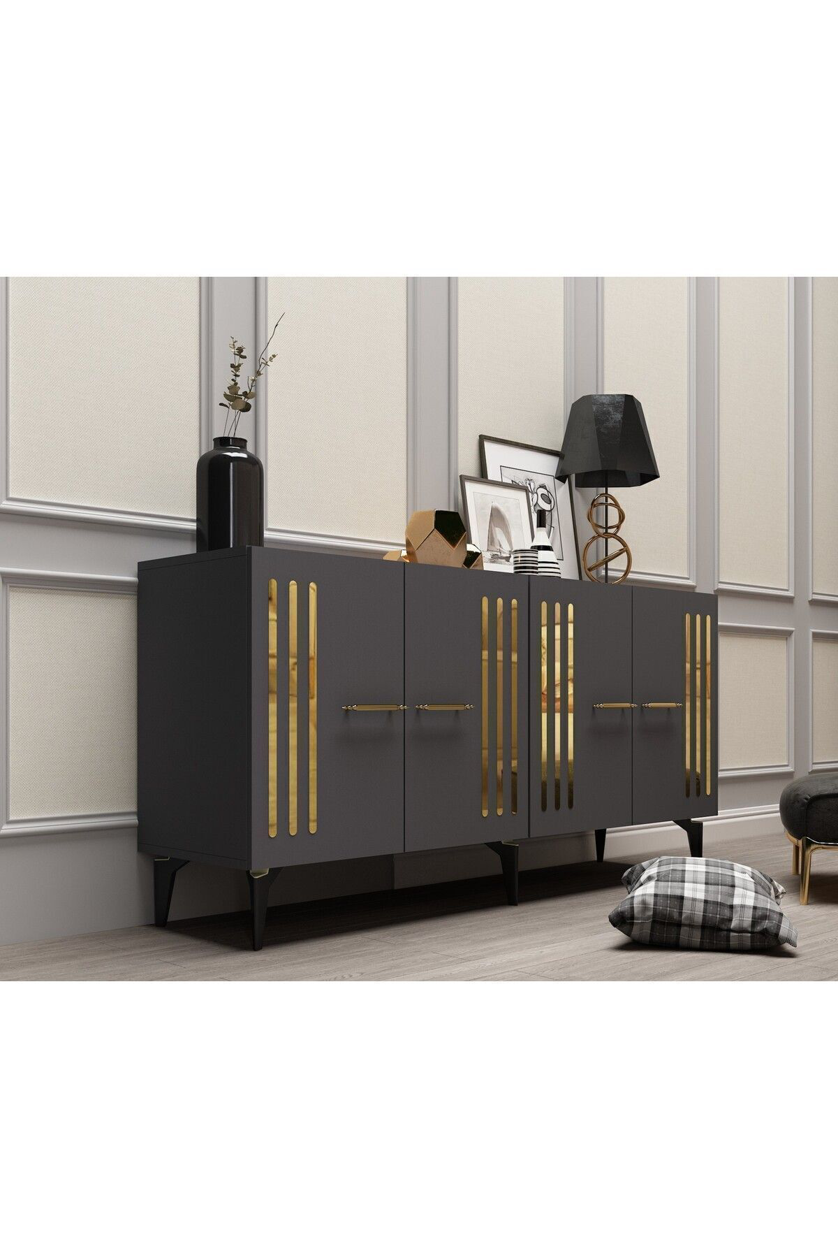 Cantek Dizayn Junes Konsol Antrasit-Altin