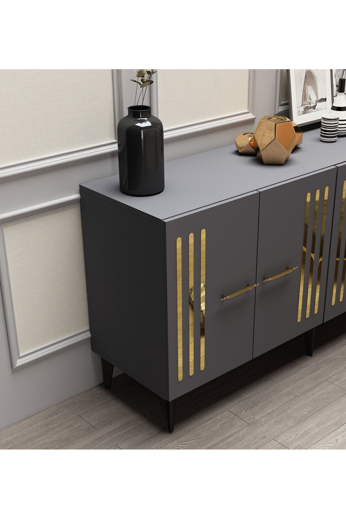 Cantek Dizayn Junes Konsol Antrasit-Altin