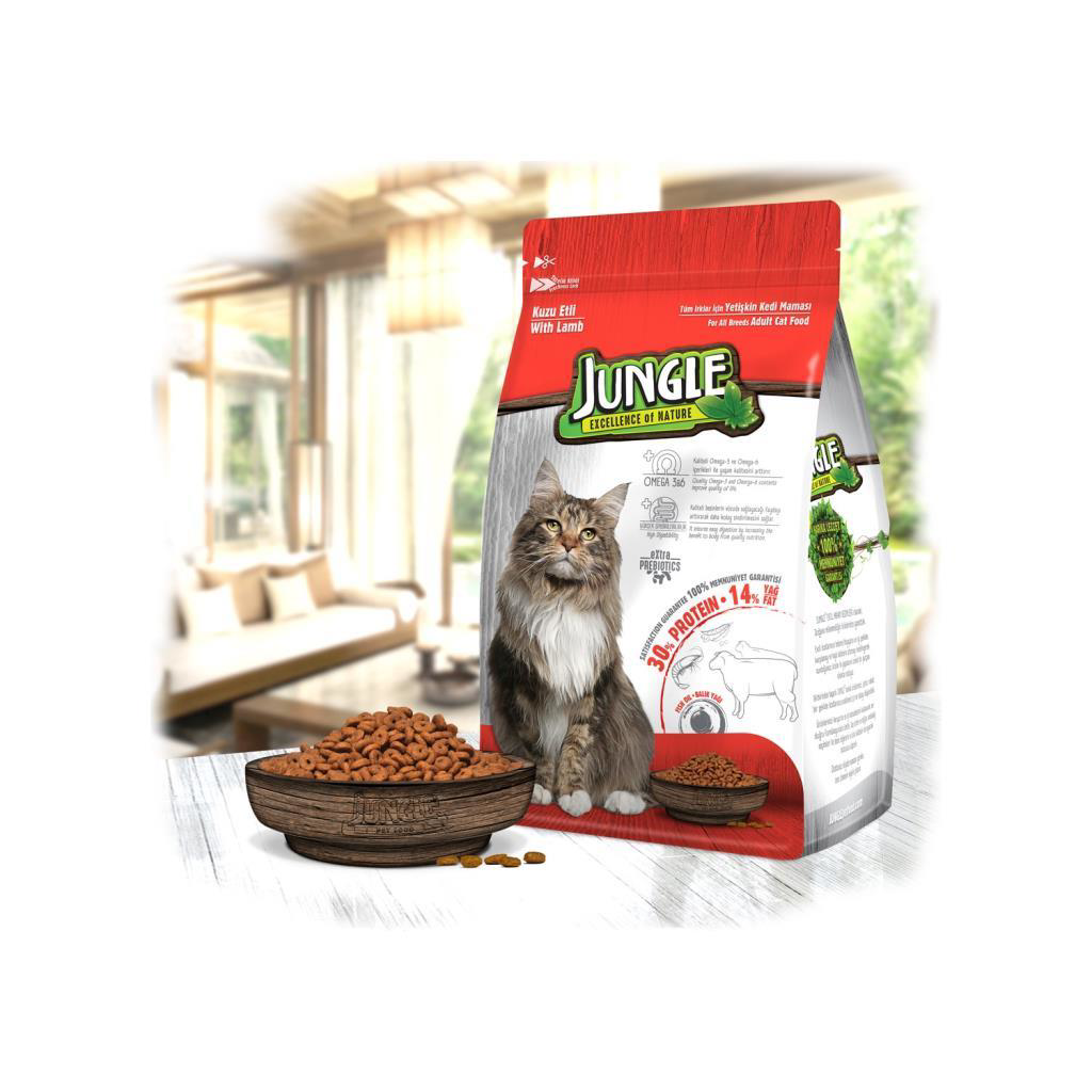 Jungle Yetişkin Kuzulu Kedi Maması 1,5 Kg