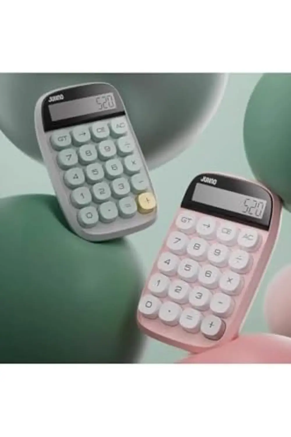 JUNNO Kompakt Hesap Makinesi, LCD Ekran, Mint Yeşili Tuşlar, 14.8