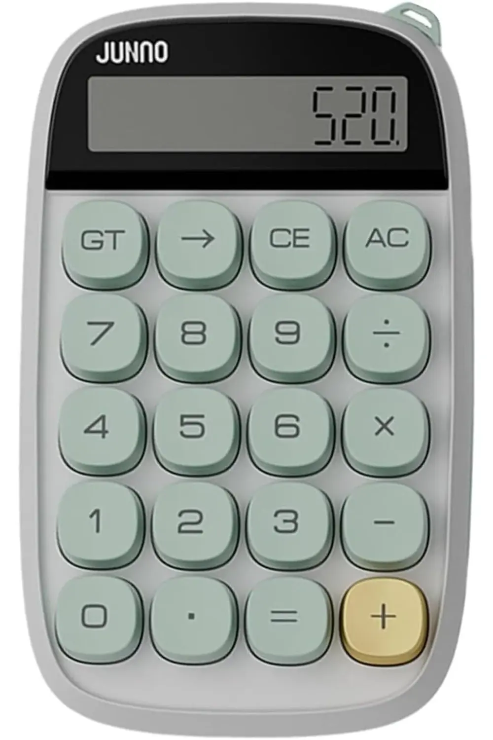 JUNNO Kompakt Hesap Makinesi, LCD Ekran, Mint Yeşili Tuşlar, 14.8