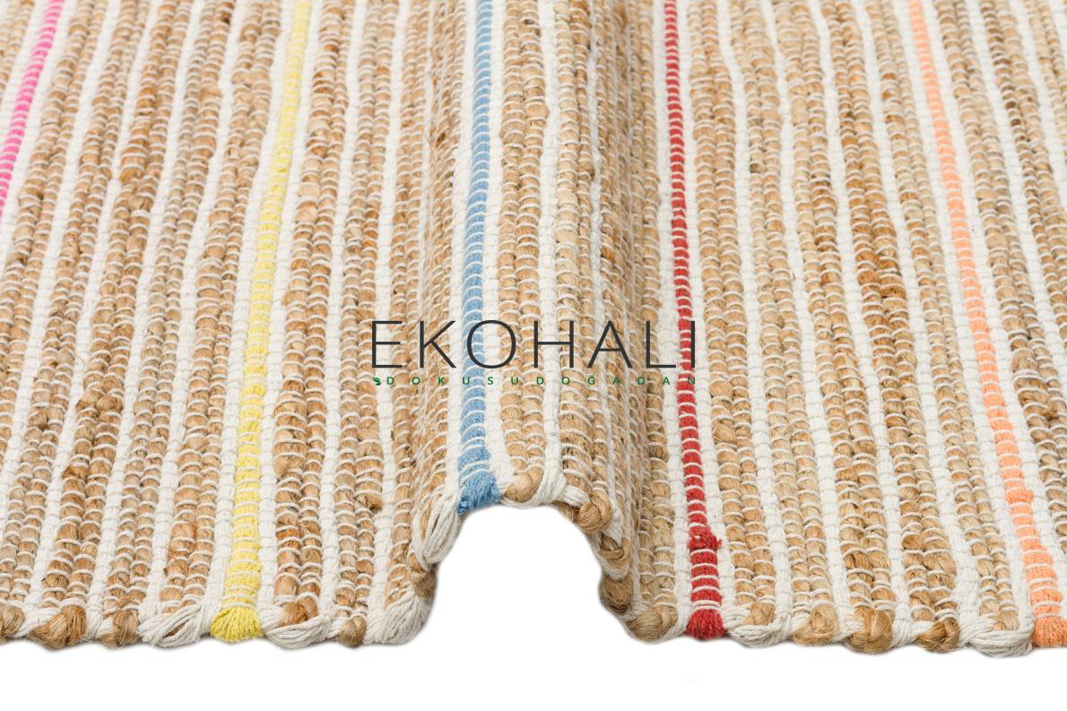 Juno Koleksiyonu Jüt ile üretilen el dokuma sisal kilim ECH 05 Na