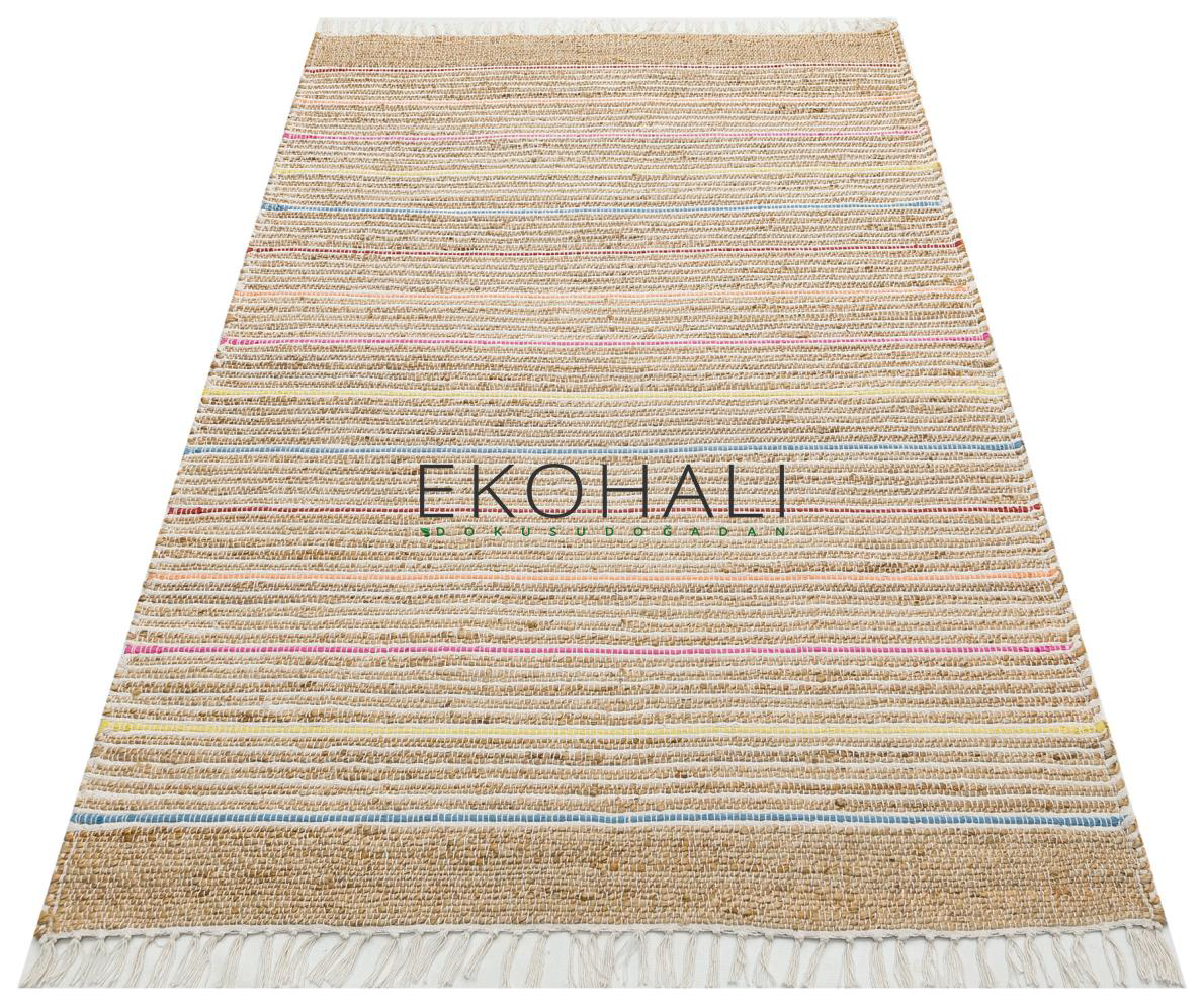 Juno Koleksiyonu Jüt ile üretilen el dokuma sisal kilim ECH 05 Na