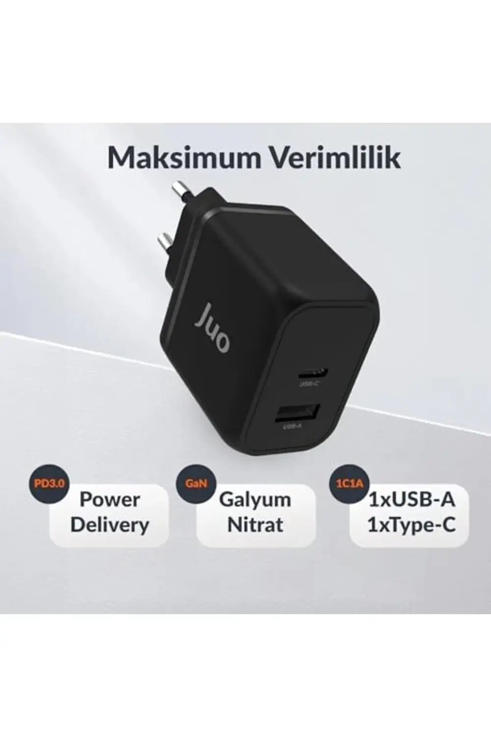 Juo 45W GaN USB-C + USB-A Şarj Aleti & iPad & & Uyumlu PD Type-C