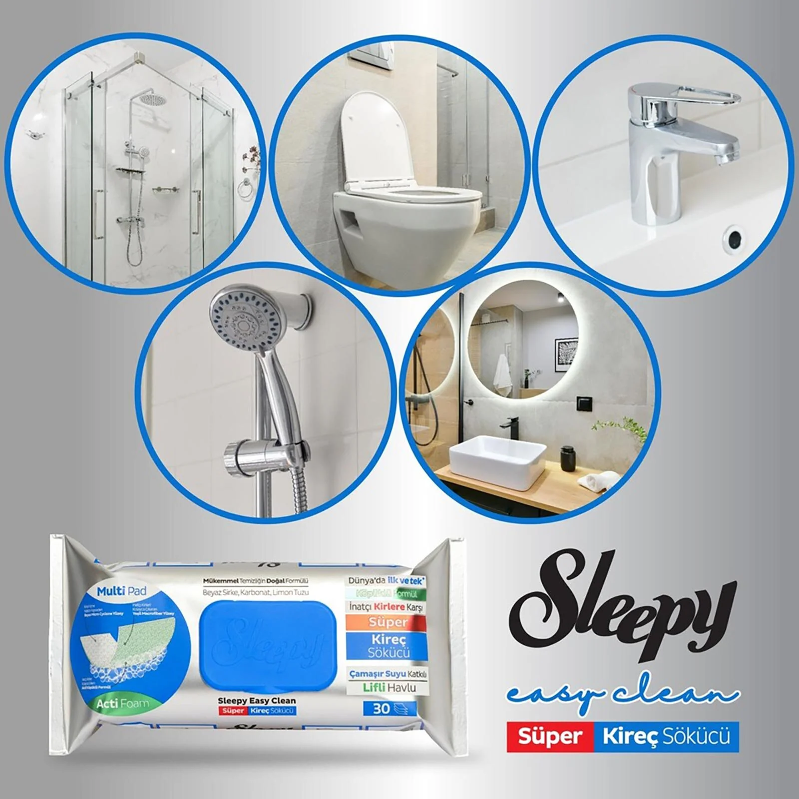 Just Cheap Store Sleepy Yüzey Temizlik Havlusu 30 Adet Kireç Çözü