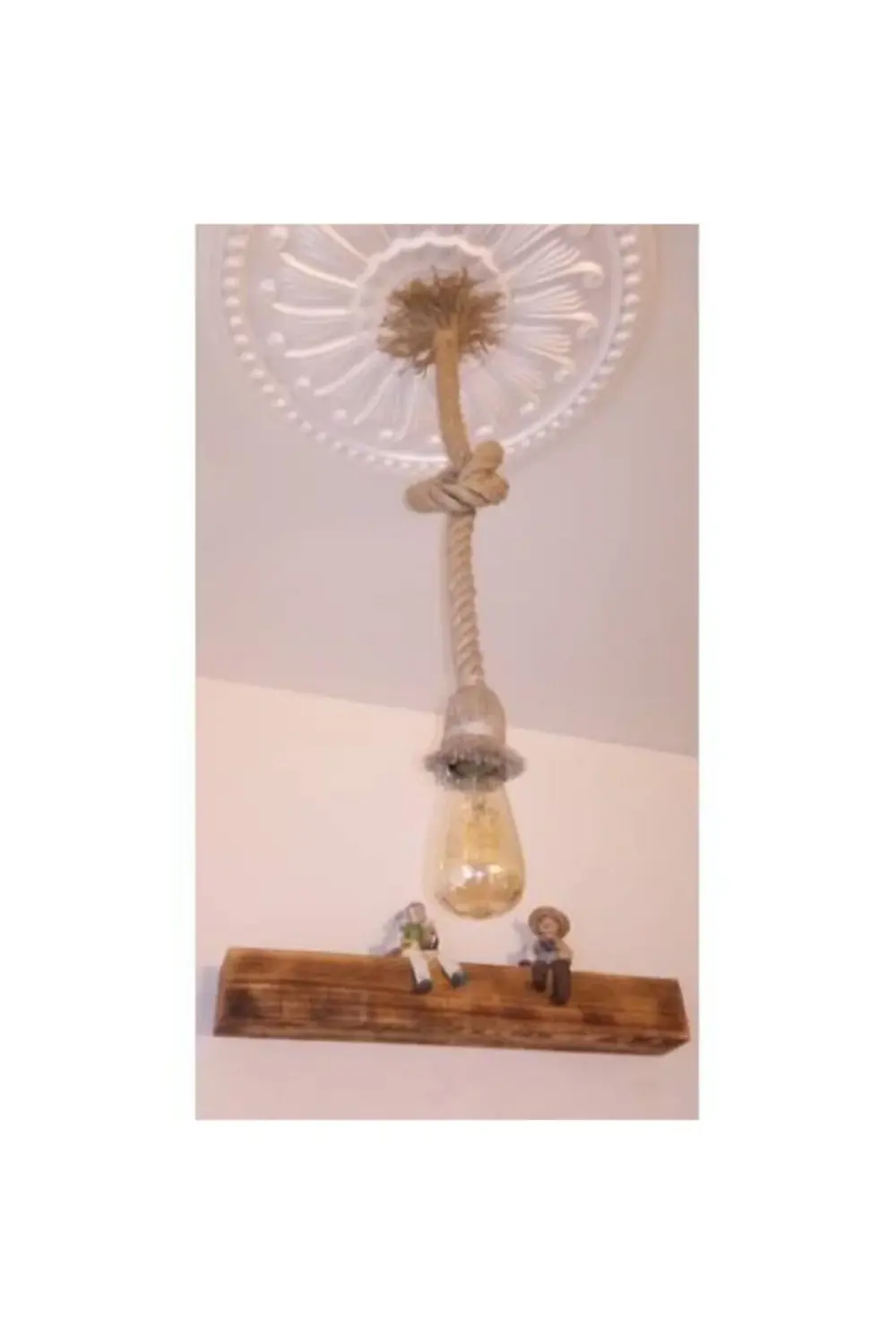 Jüt Halat Avize 20 Mm 100cm Kablo Duy Sarkıt Avize Doğal Görünüm