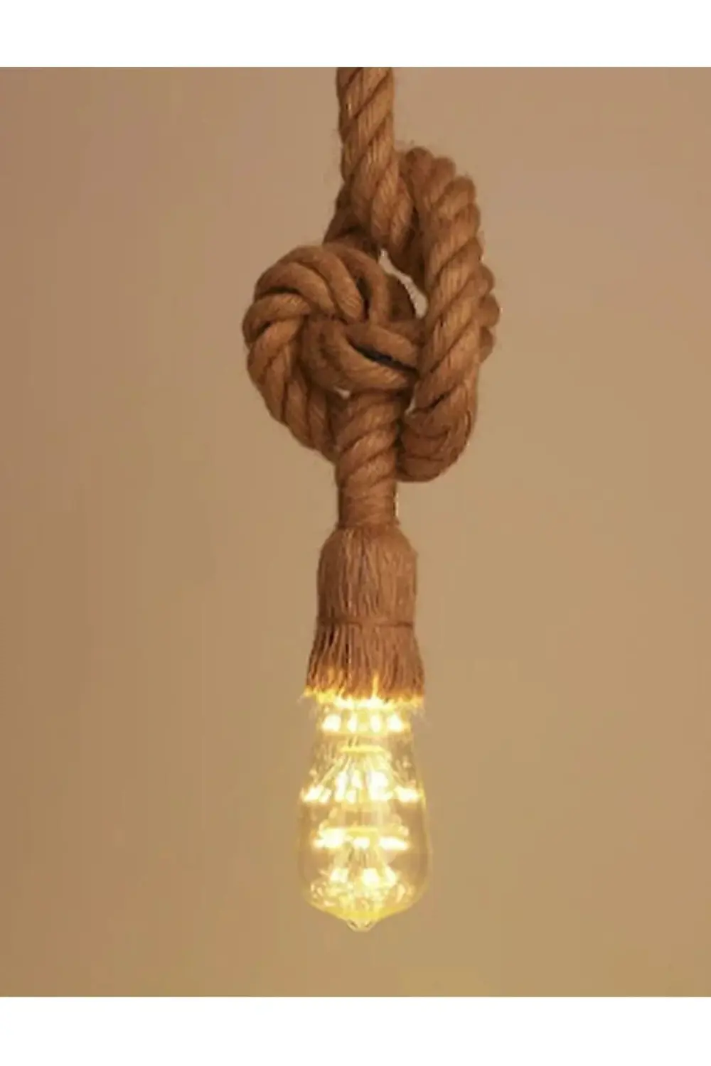 Jüt Halat Sarkıt Duy (1 Metre) Rustik Ampul Için