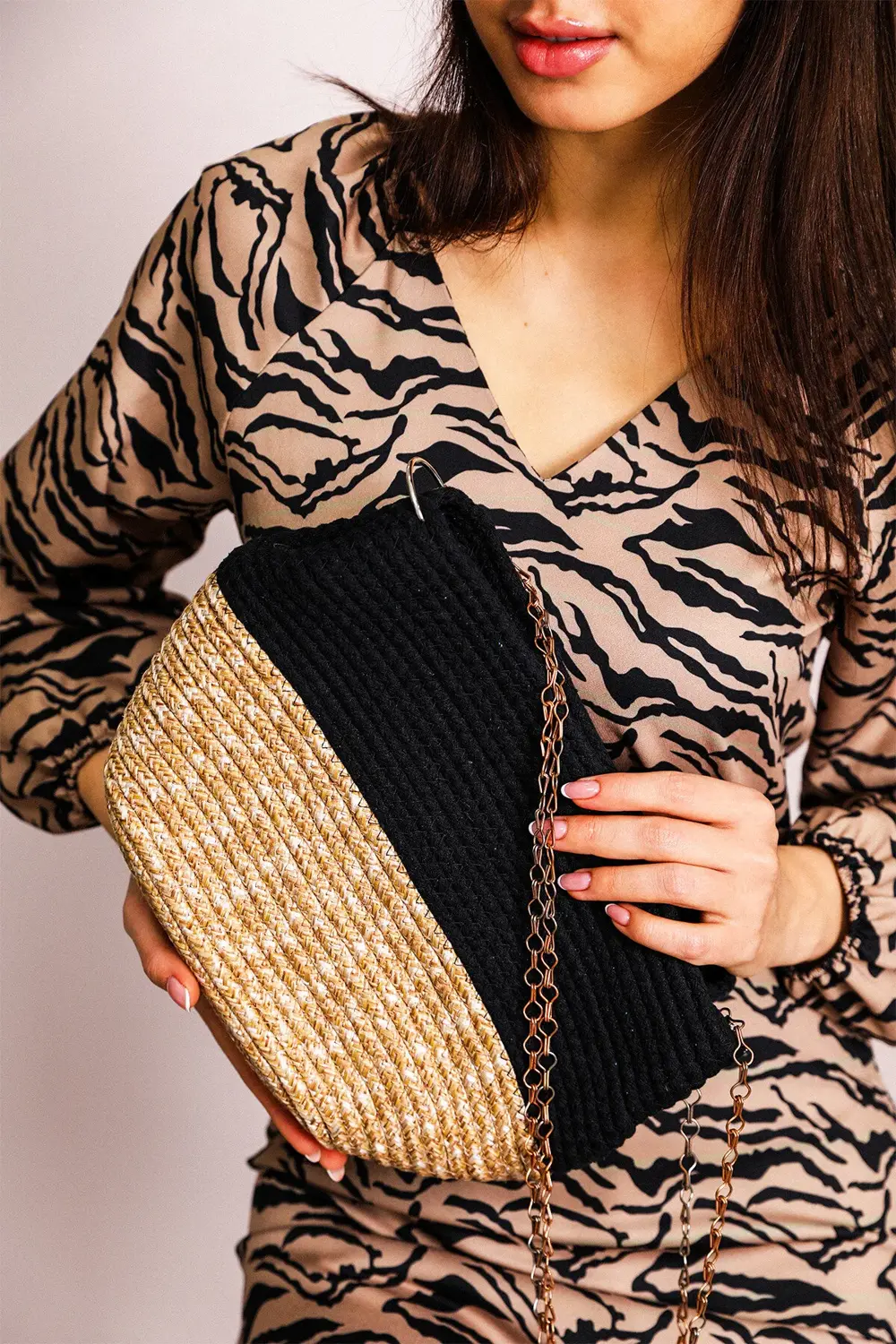 Jüt Zincirli Kol Çantası Plaj Çantaları Yazlık Hasır Çanta Örme İ