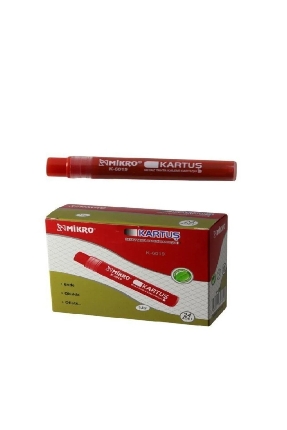 K-6019 Tahta Kalemi Kartuşu Kırmızı 24 Lü (1 Paket 24 Adet)