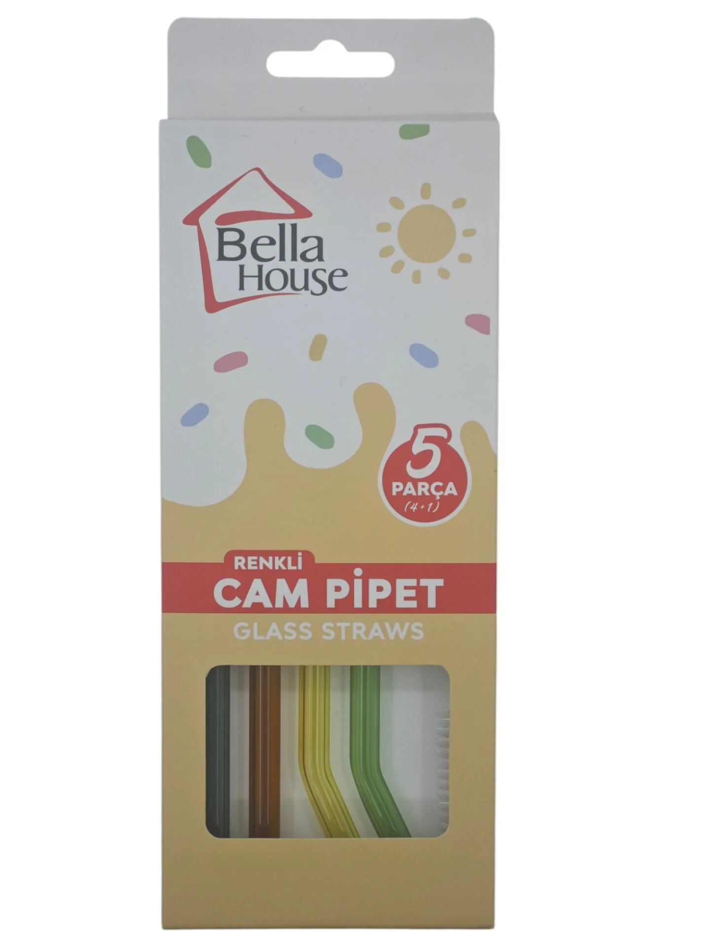 K-6371   Bella House 5li Cam Pipet - Renkli