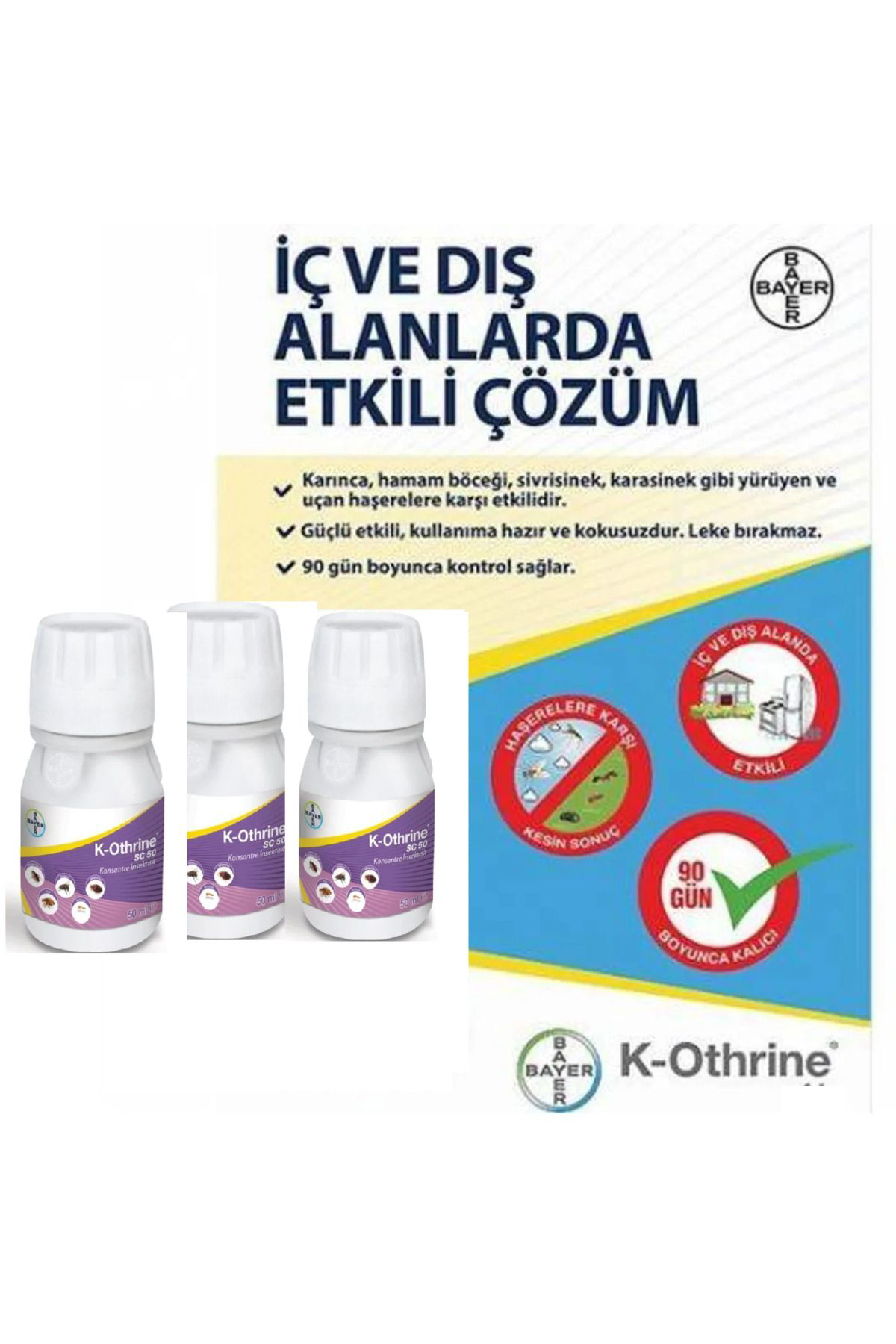 Bayer K-Othrine Sc50,50Ml X3 Adet(Tahta Kurusu,Hamam Böceği ,Karasinek