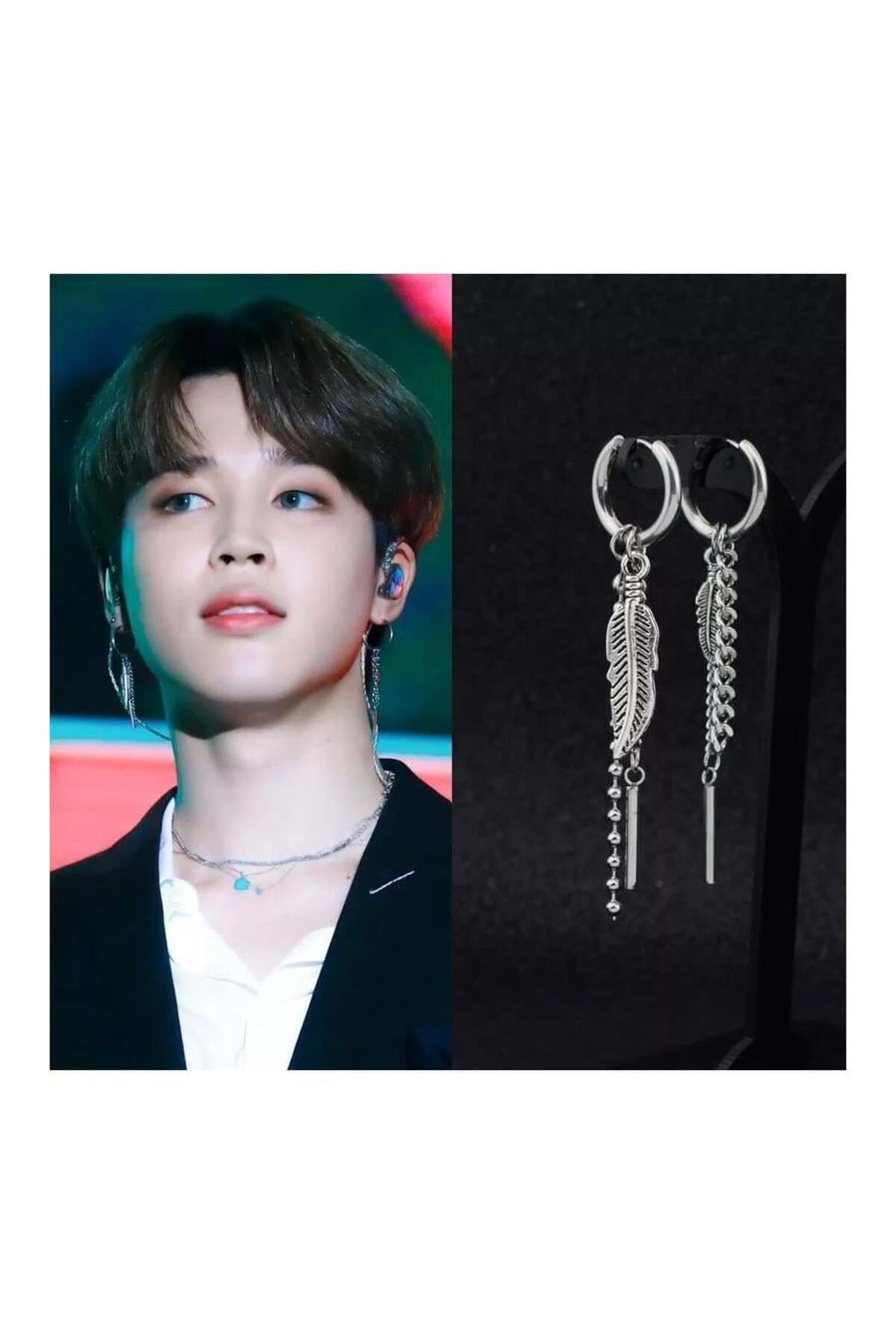 K-Pop Jimin Metal Tüylü Tek Küpe