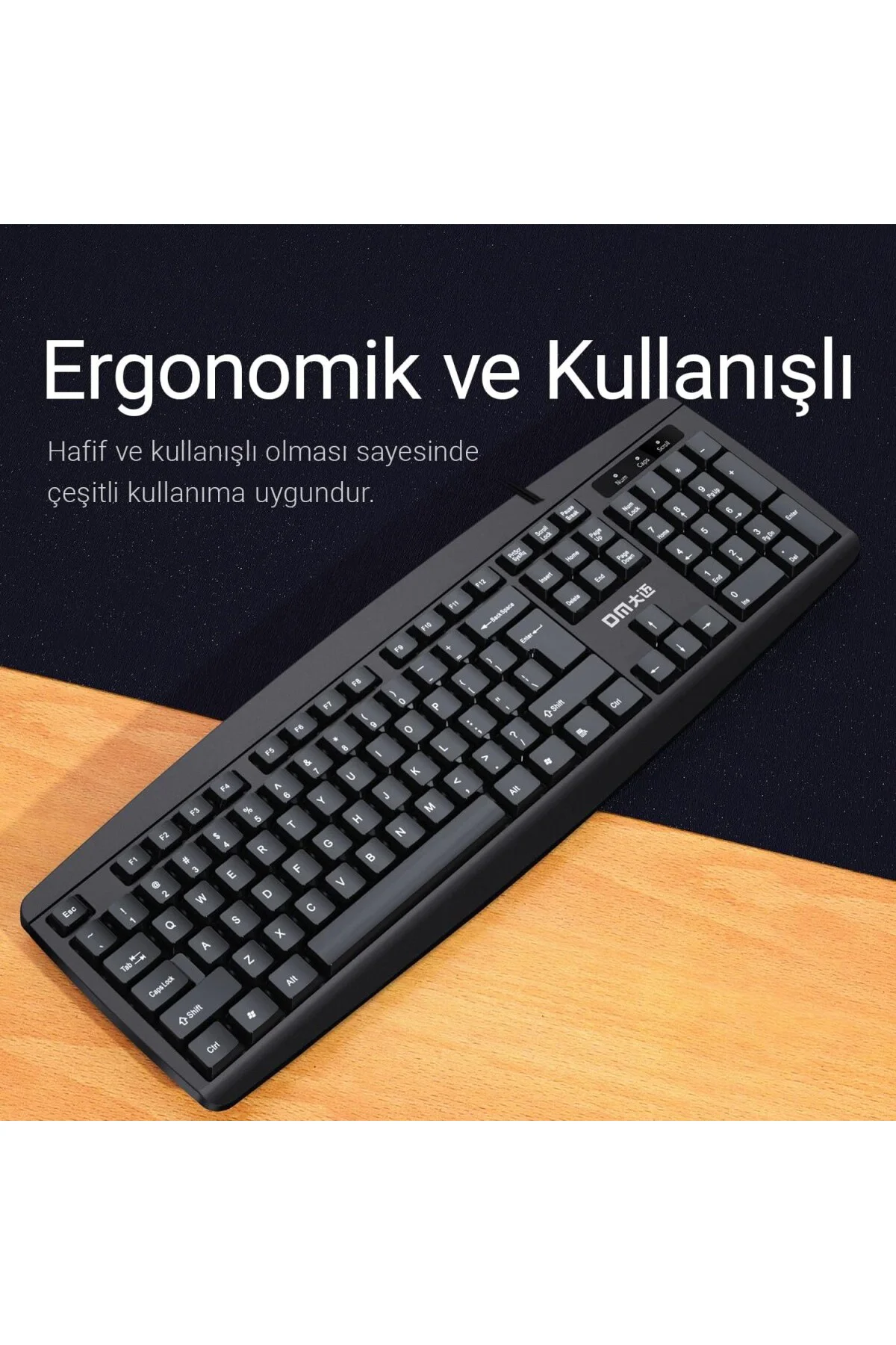 K10 Siyah Kablolu İngilizce Q Klavye