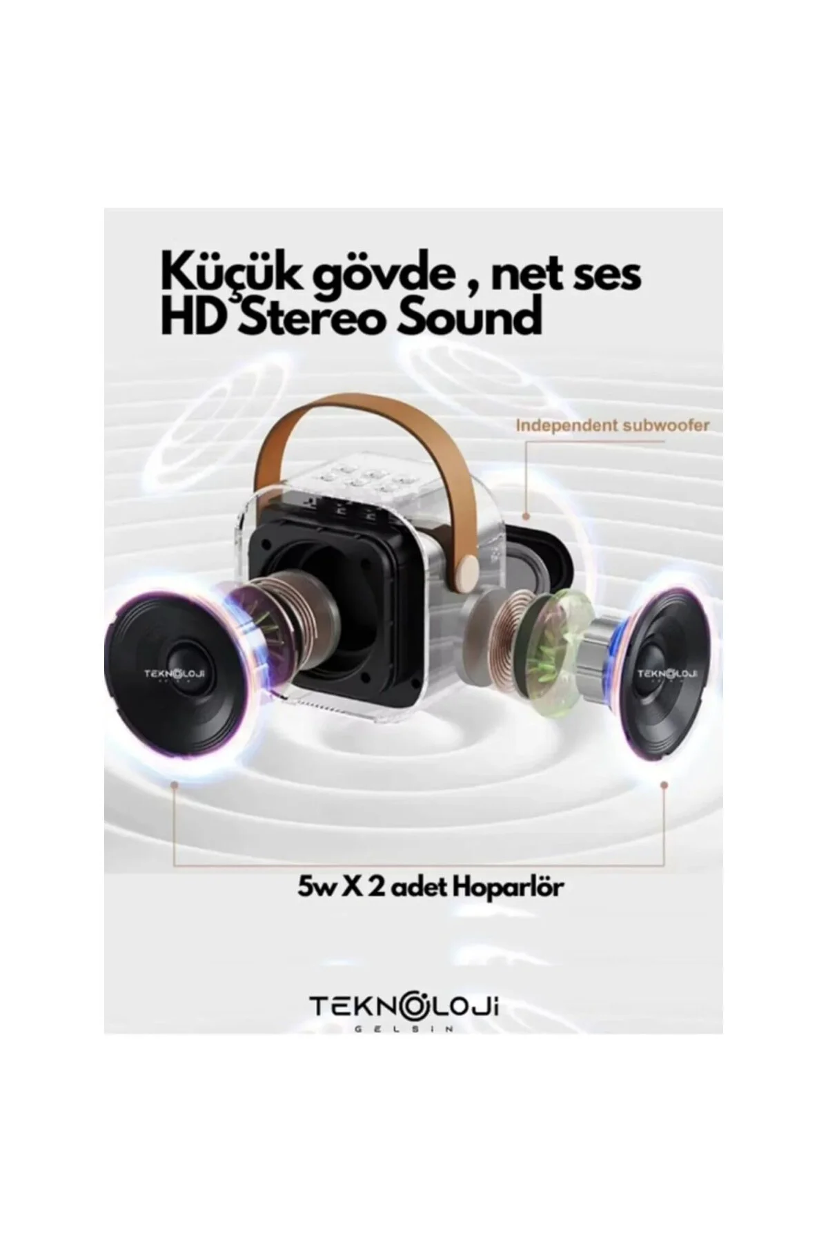 K12 Kablosuz Bluetooth Hoparlör Karaoke Mikrofon 5 Ses Efektli Rgb Hd Stereo Ses Usb/Sd/FM