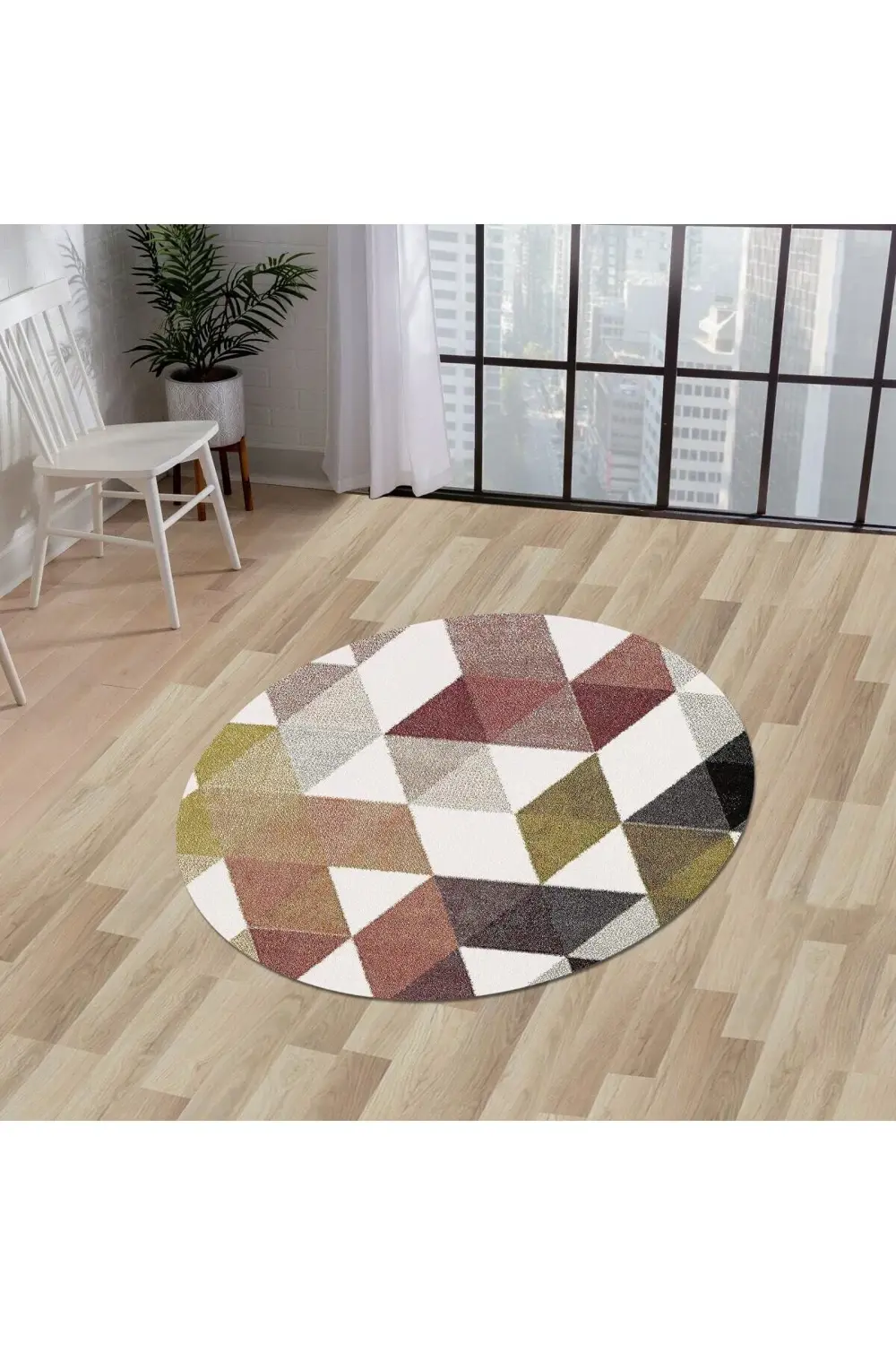 K1270 Multi Saçaksız Dijital Yuvarlak Halı Kaymaz Yıkanabilir Ban